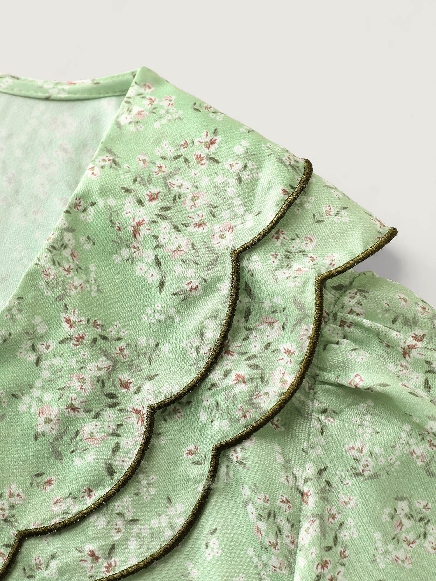 Breezy Floral Print Embroidered Neckline Blouse - Image 5