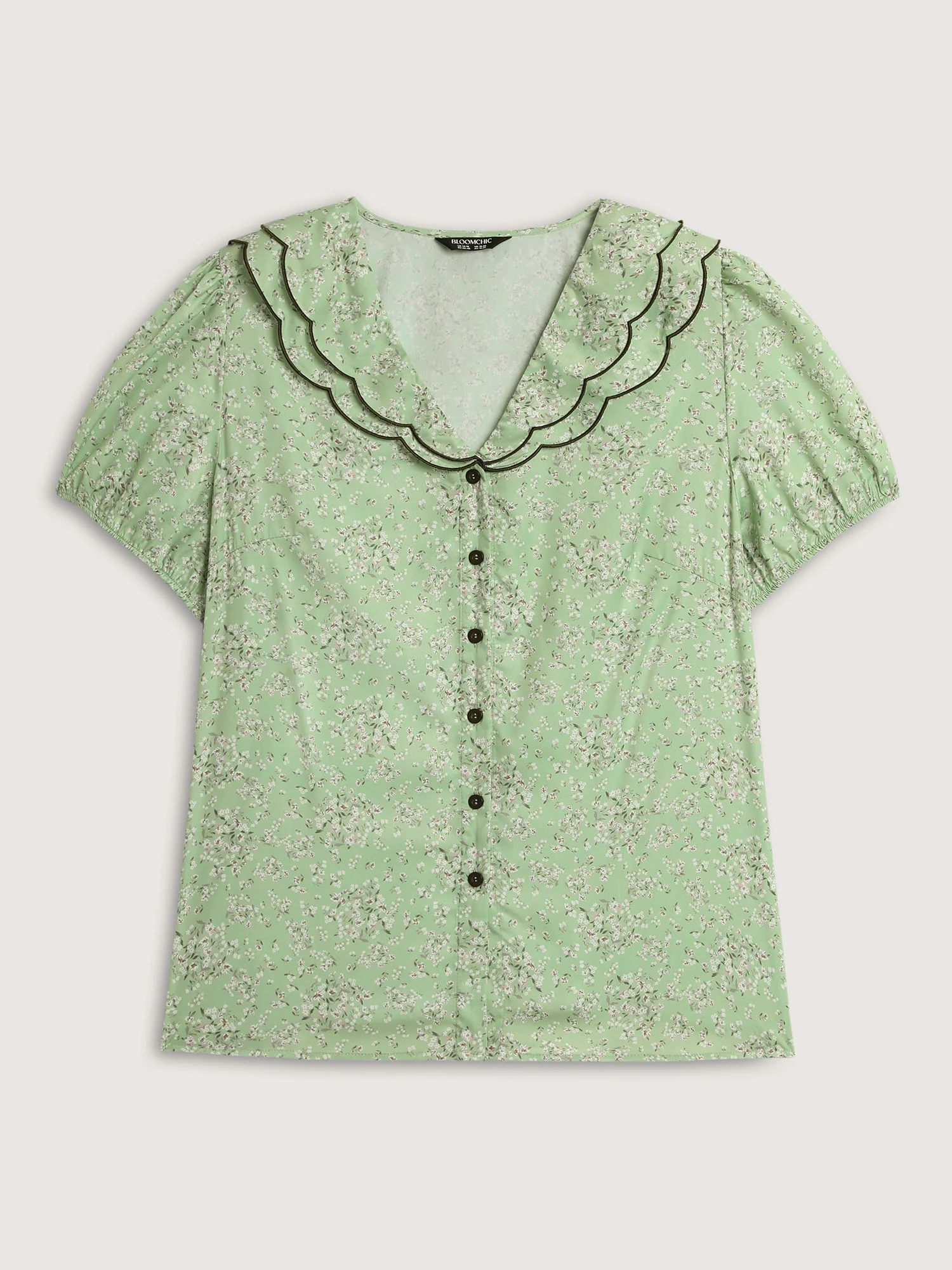 Breezy Floral Print Embroidered Neckline Blouse - Image 7