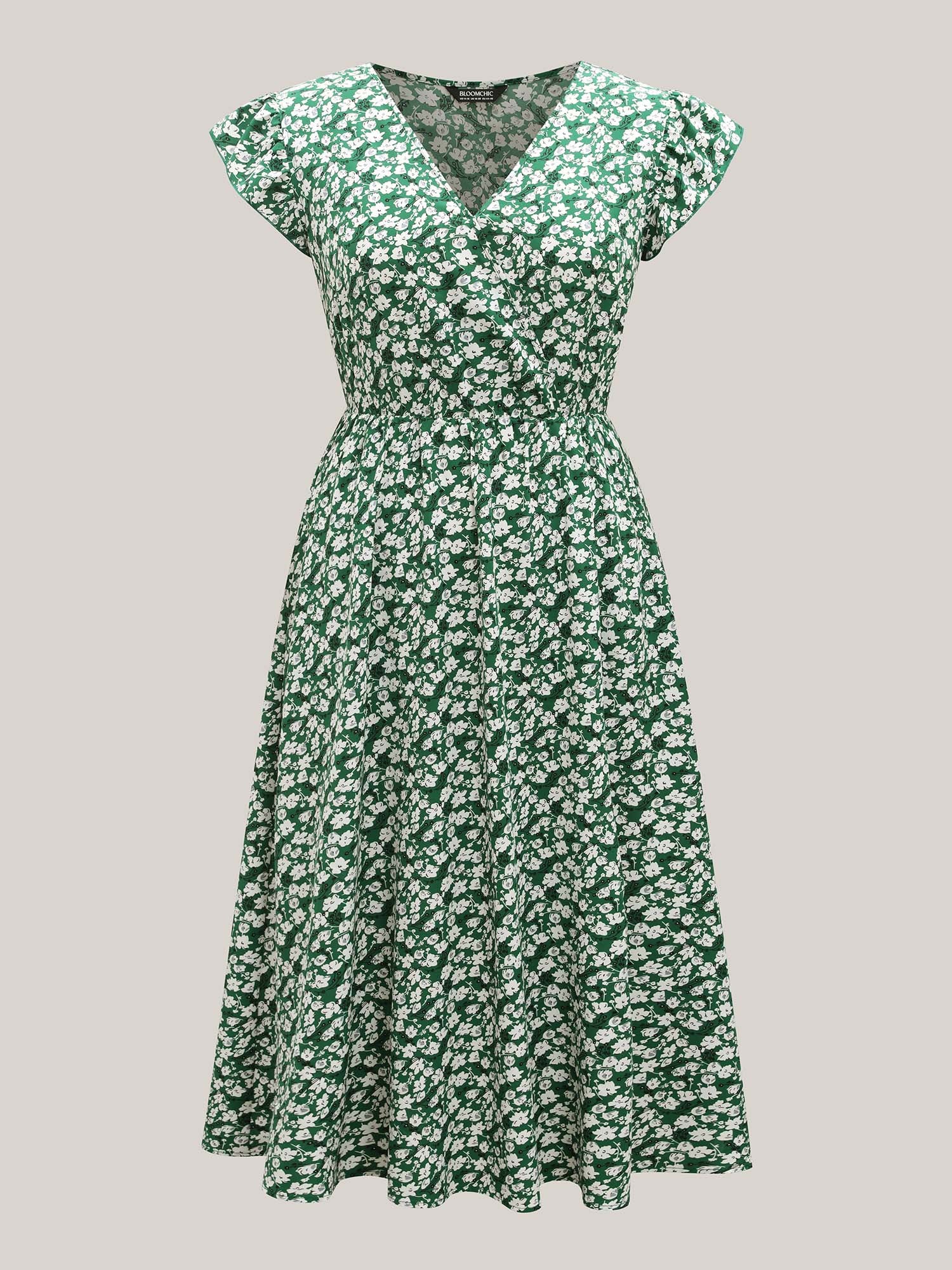 Breezy Floral Print Flutter Sleeve Midi Dress - Image 7