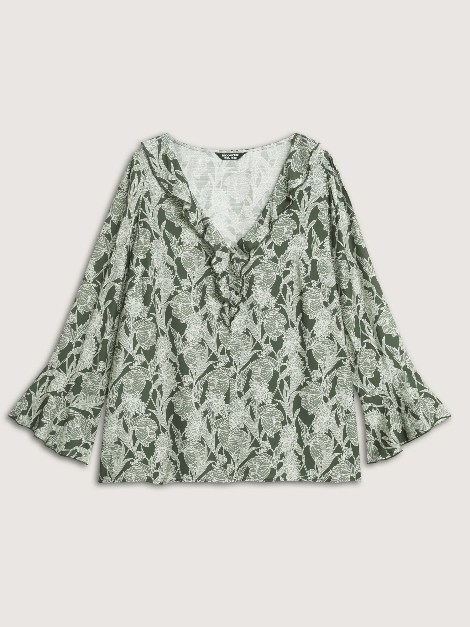 Breezy Floral Print Ruffled Neckline Blouse - Image 7