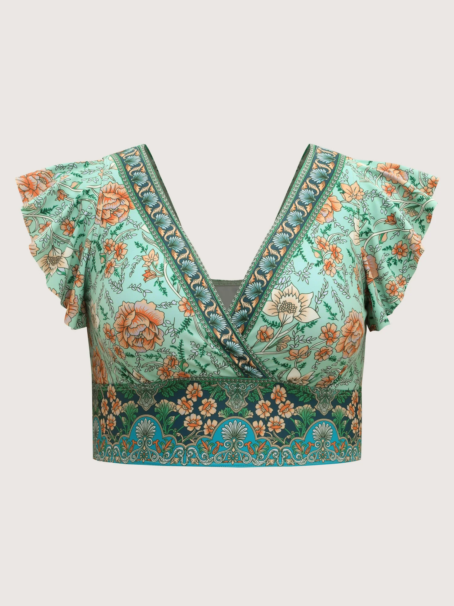 Breezy Floral Print Ruffled Swim Top - Image 7