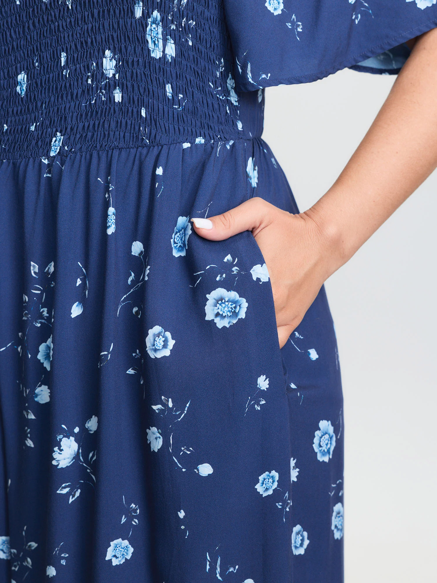 Breezy Floral Print Shirred Bodice Jumpsuit - Image 4