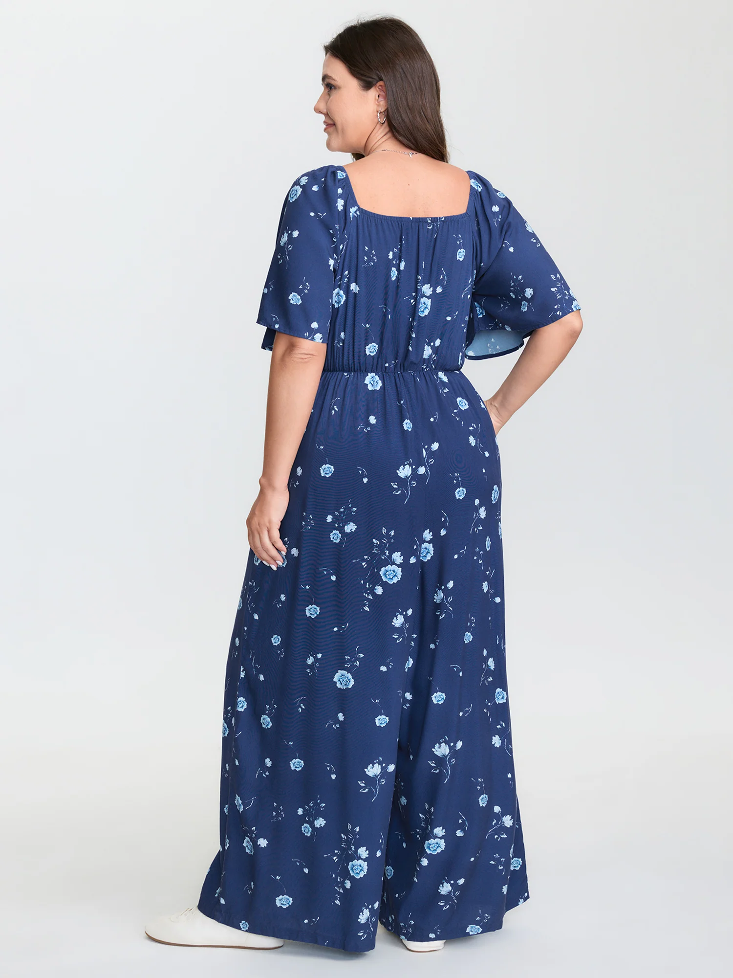 Breezy Floral Print Shirred Bodice Jumpsuit - Image 5