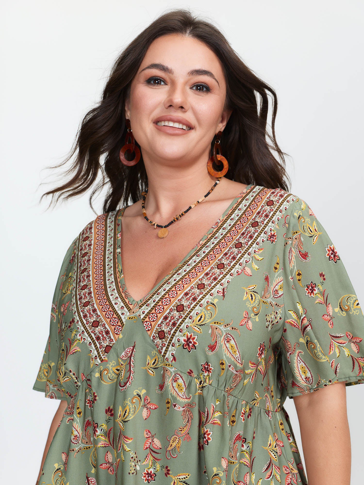 Breezy Floral Print Stretchy Waist Blouse - Image 3