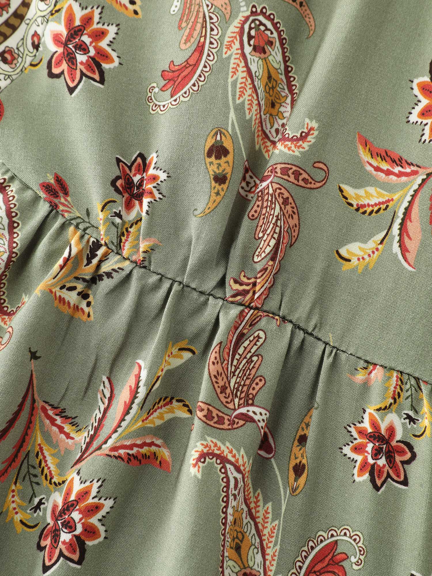 Breezy Floral Print Stretchy Waist Blouse - Image 5