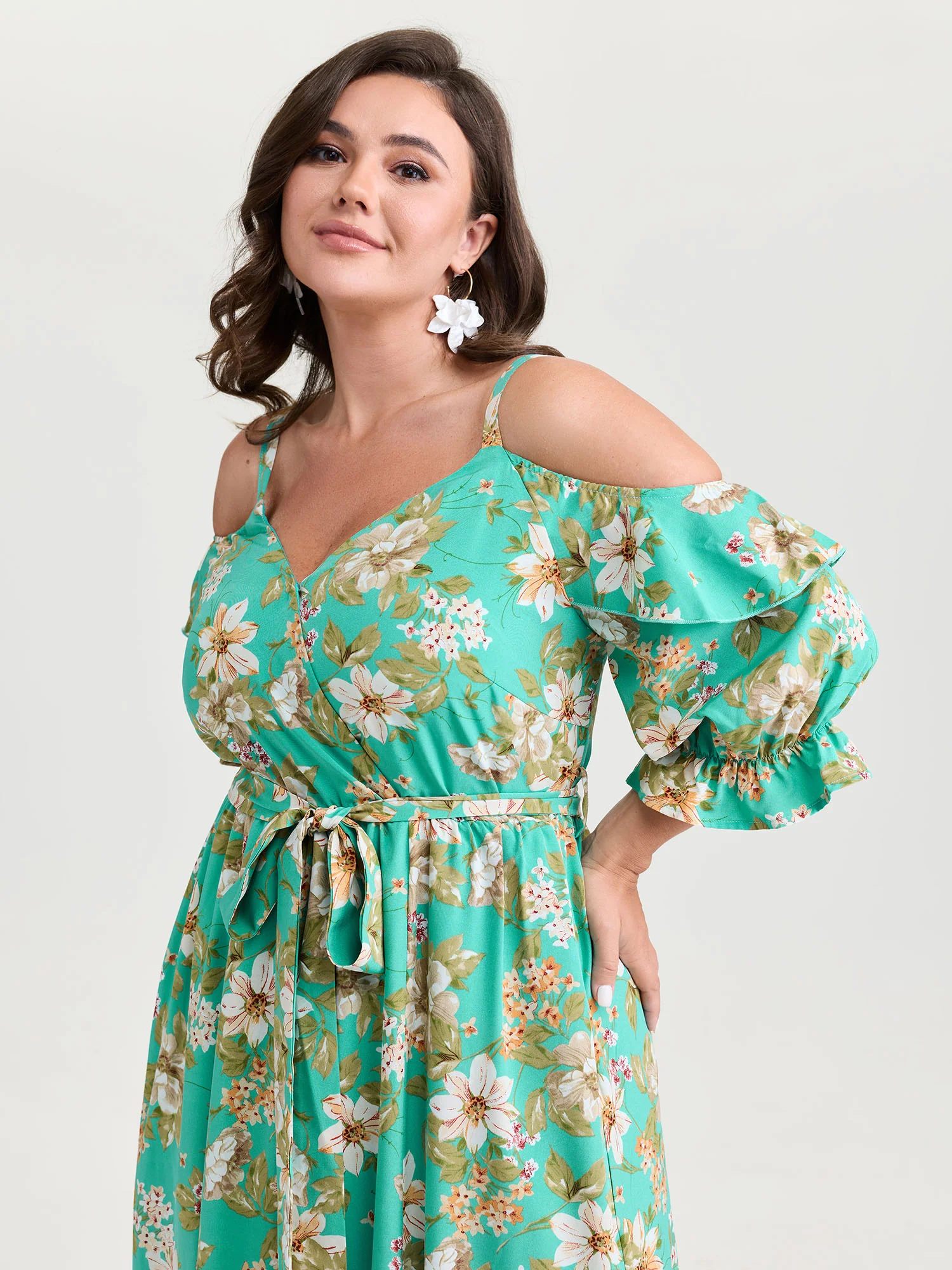 Breezy Floral Ruffled Hem Midi Dress - Image 2