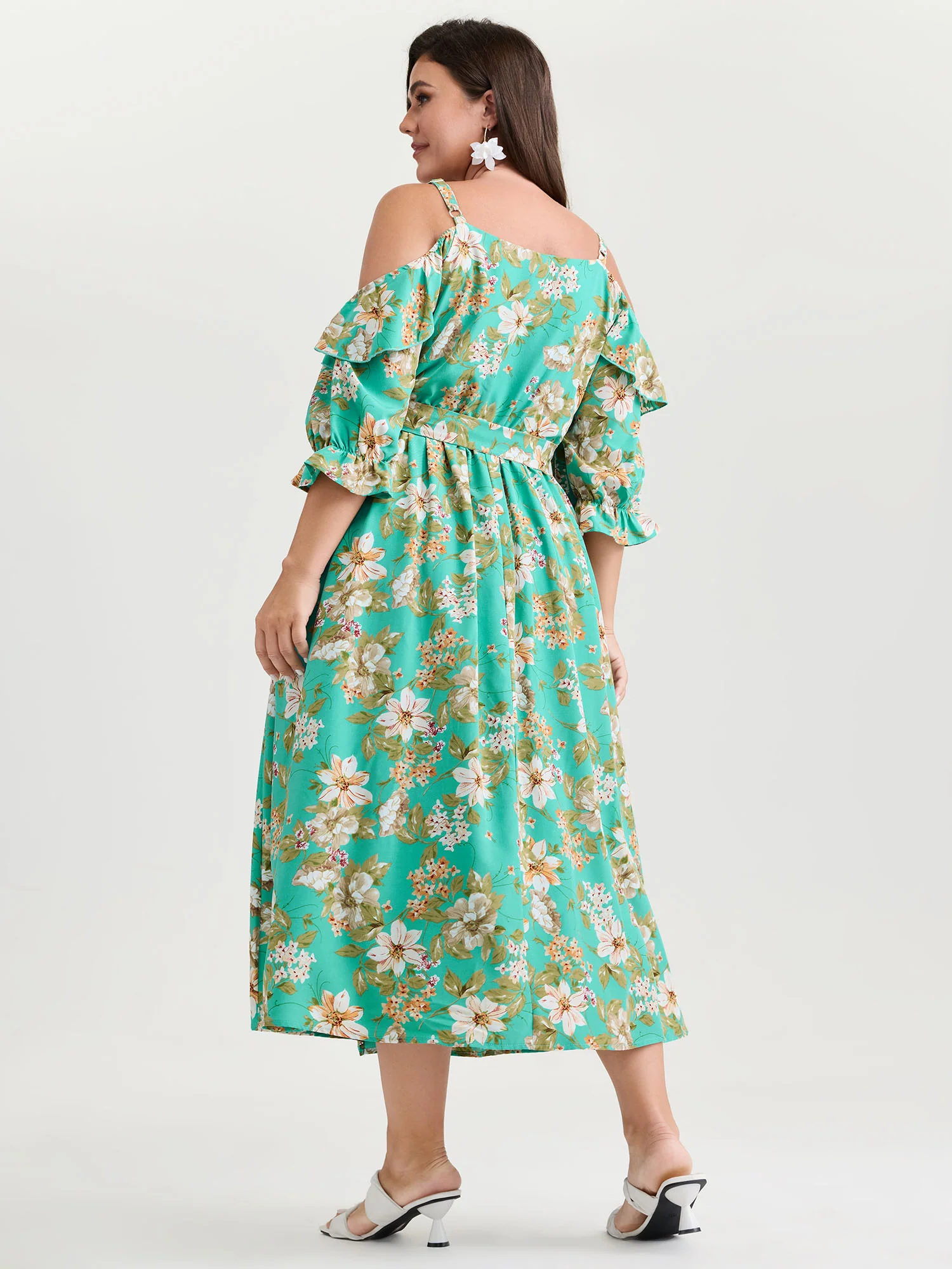 Breezy Floral Ruffled Hem Midi Dress - Image 4