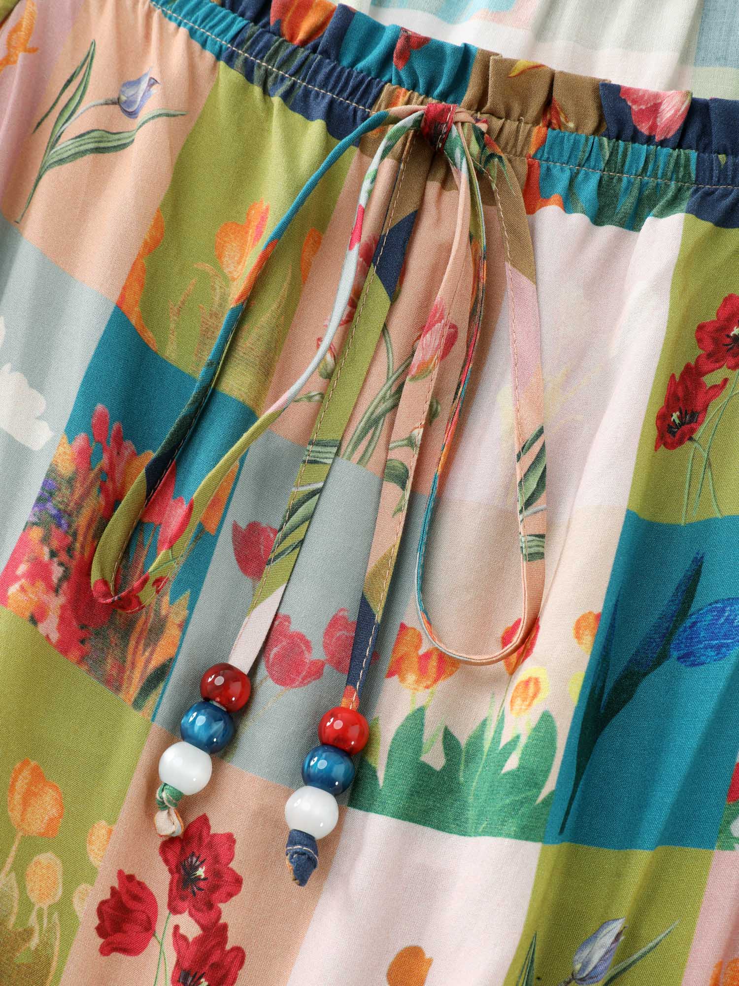 Breezy Garden Collage Stretchy Neckline Midi Dress - Image 6