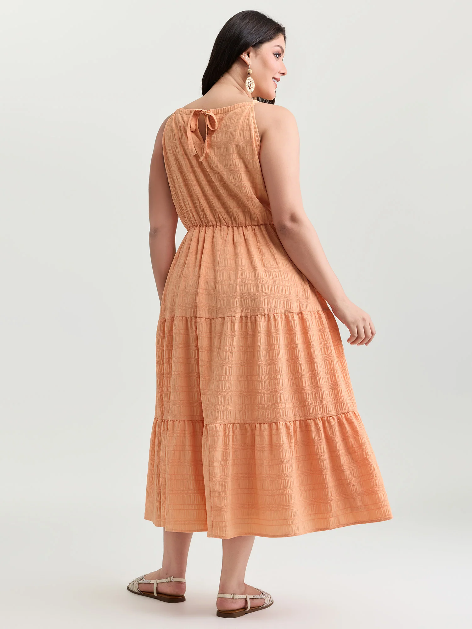 Breezy Halter-Neckline Tiered Midi Dress - Image 4