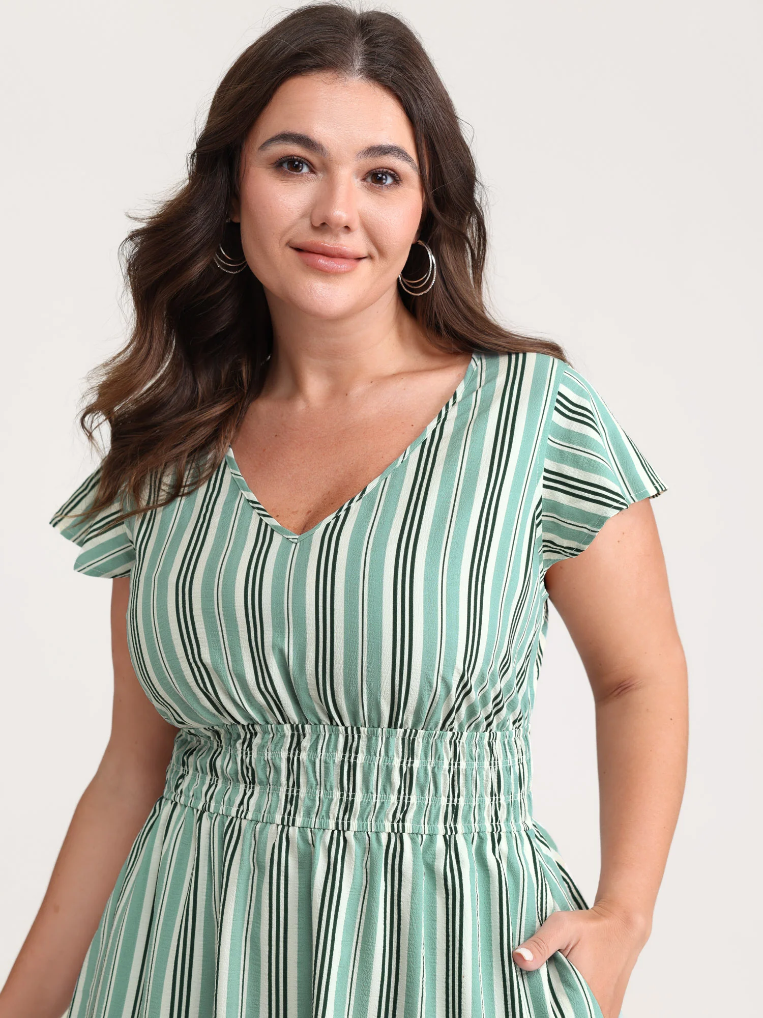 Breezy Stripe Print Pockets Mini Dress - Image 2
