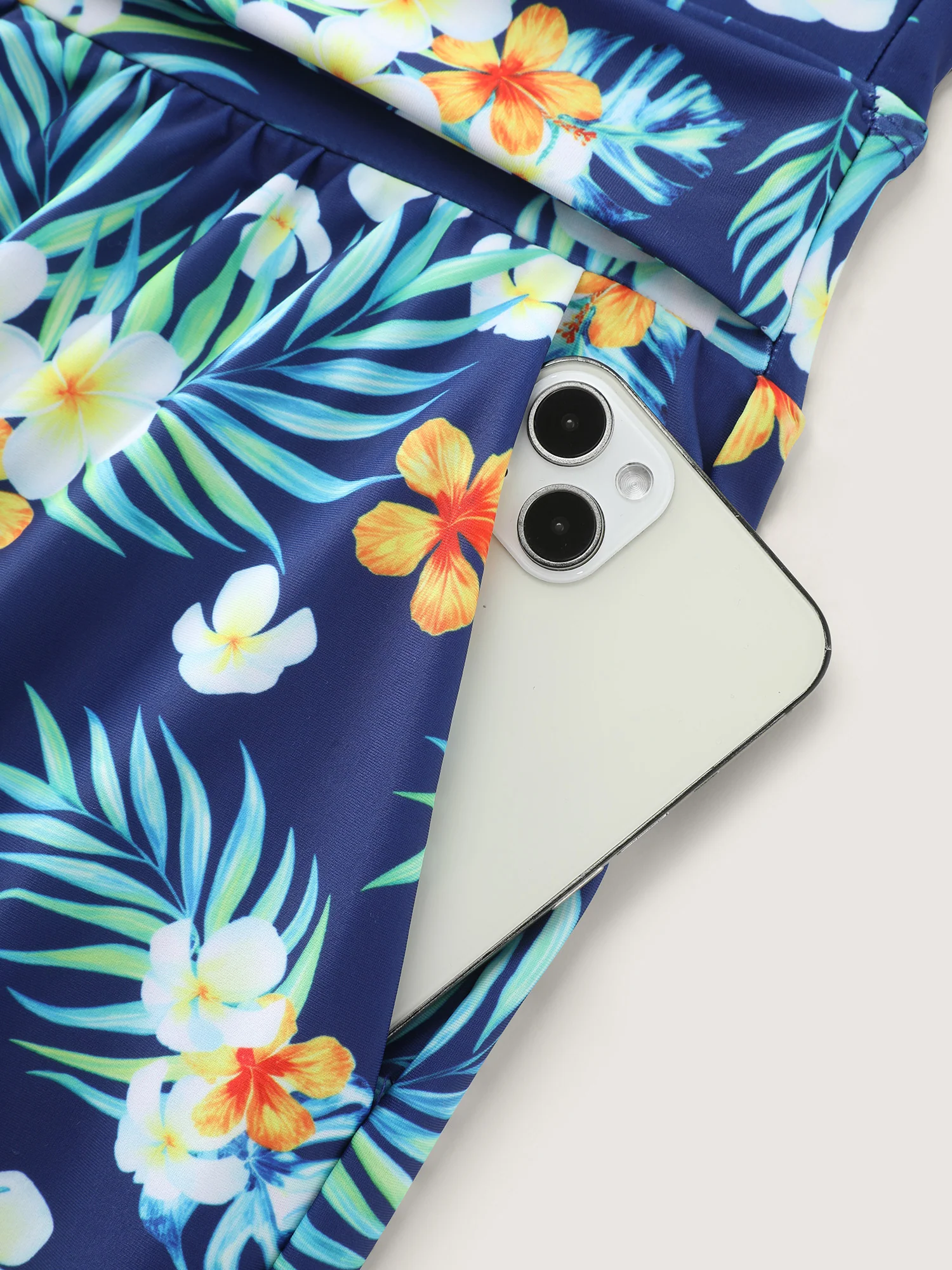 Breezy Tropical Print Drawstring One-Piece Swimsuit - Image 7