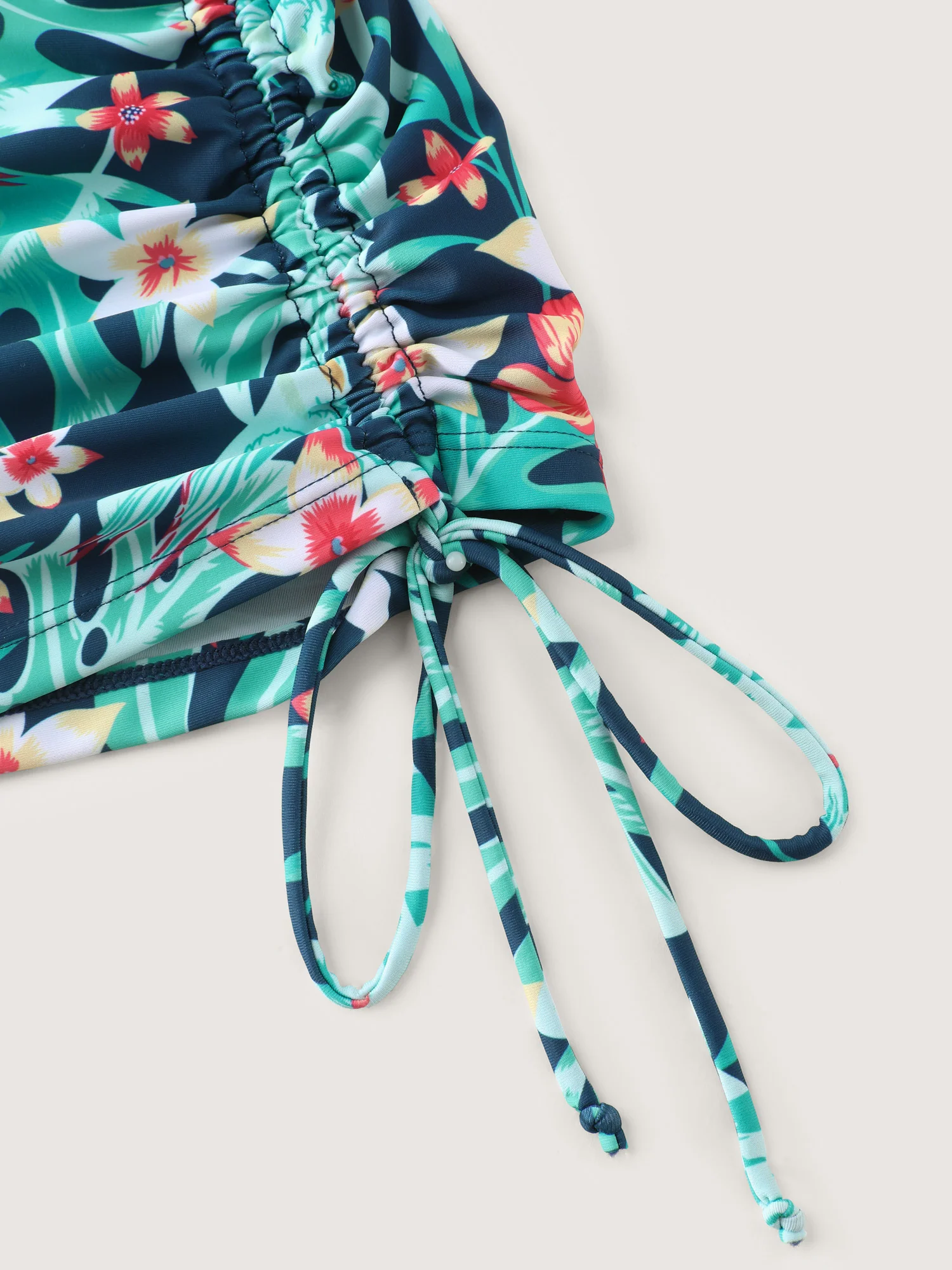 Breezy Tropical Print Drawstring Swim Top - Image 7
