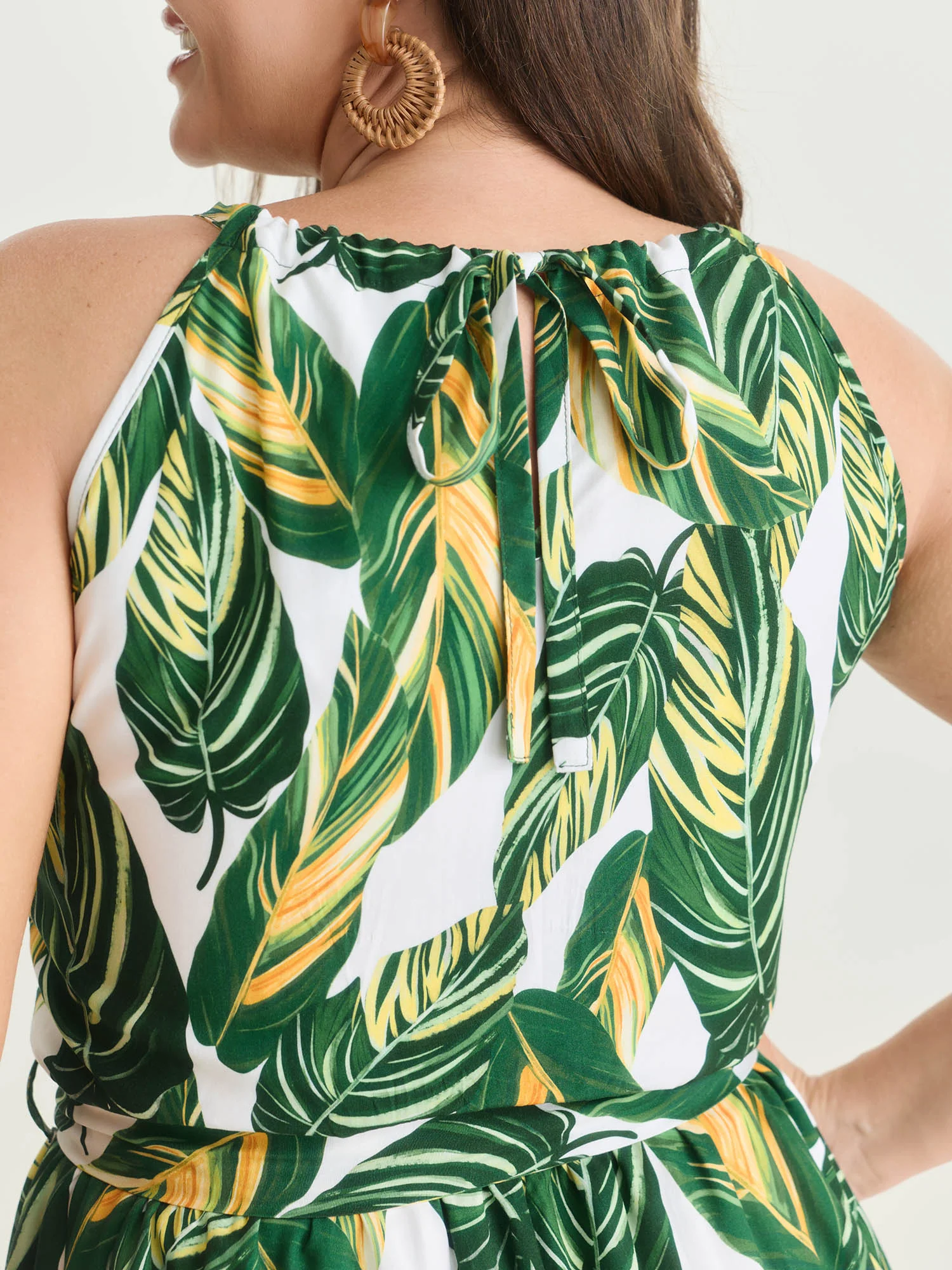 Breezy Tropical Print Halter Neckline Maxi Dress - Image 2