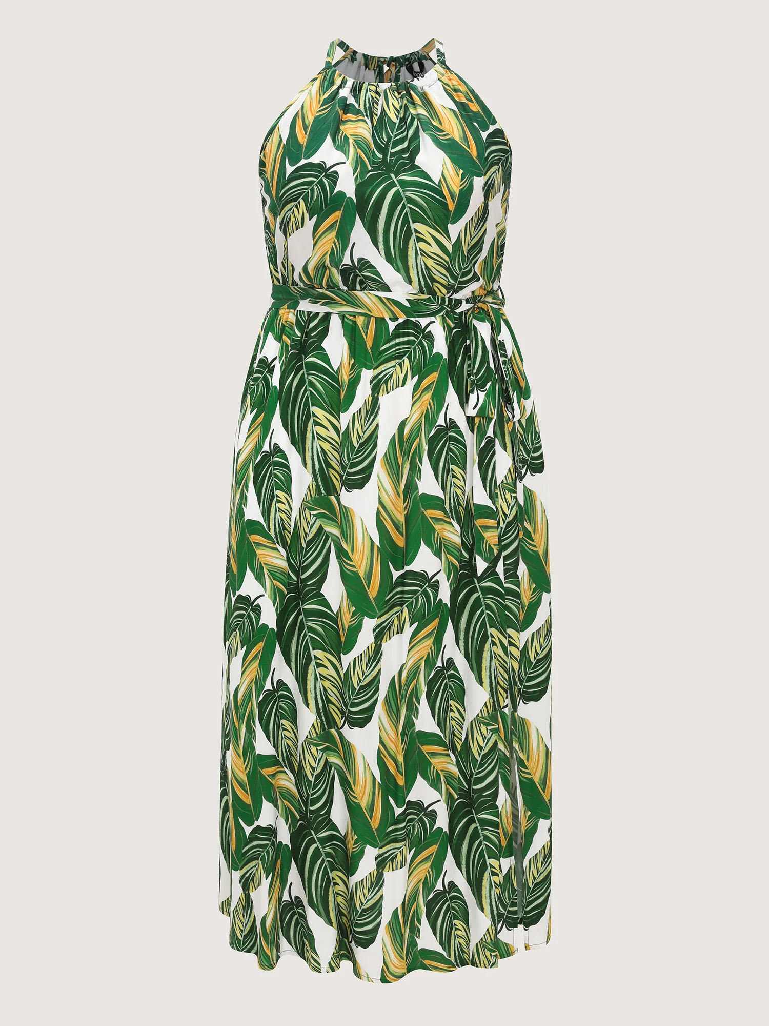 Breezy Tropical Print Halter Neckline Maxi Dress - Image 8