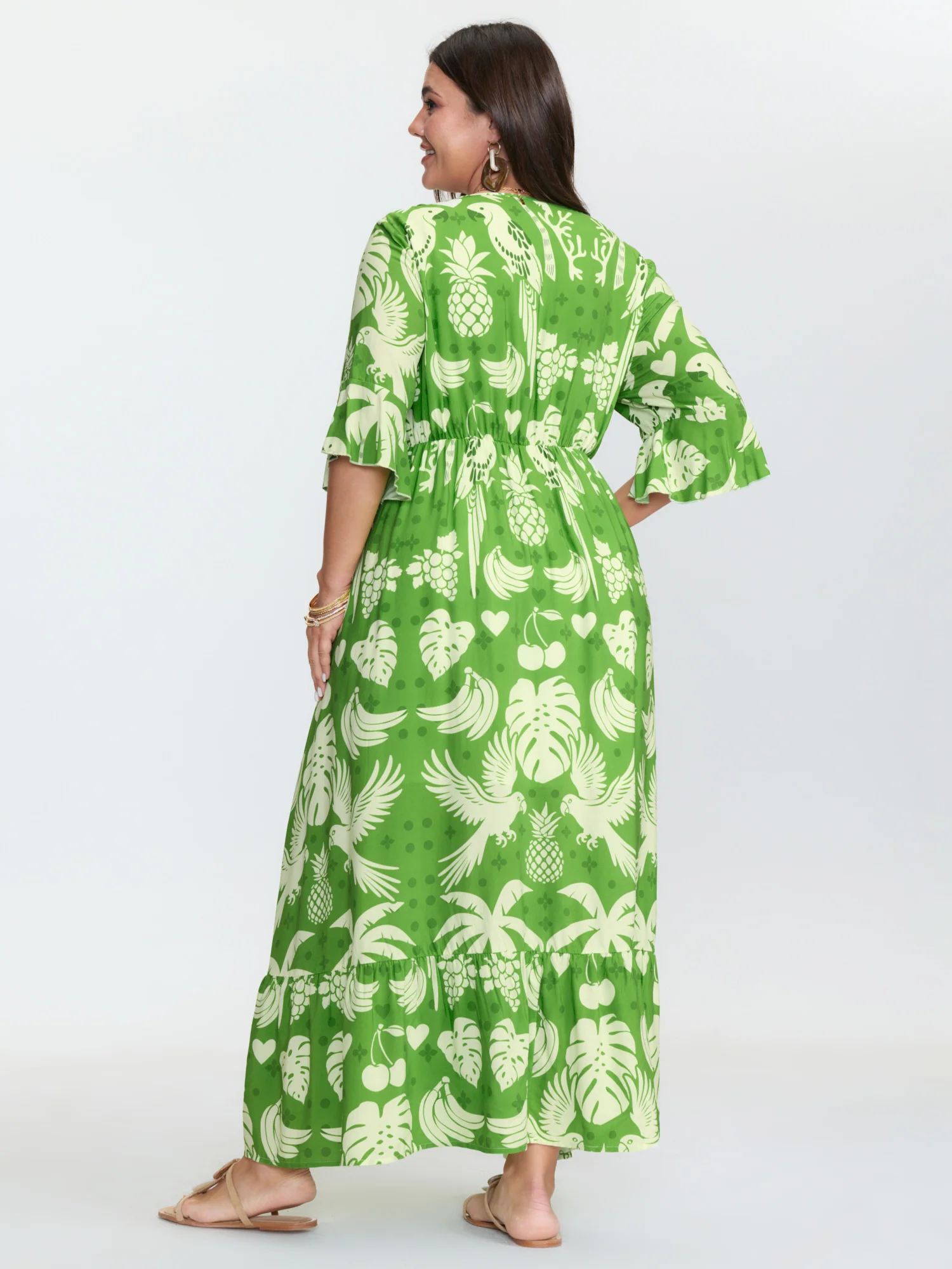 Breezy Tropical Print Waist Defining Maxi Dress - Image 4