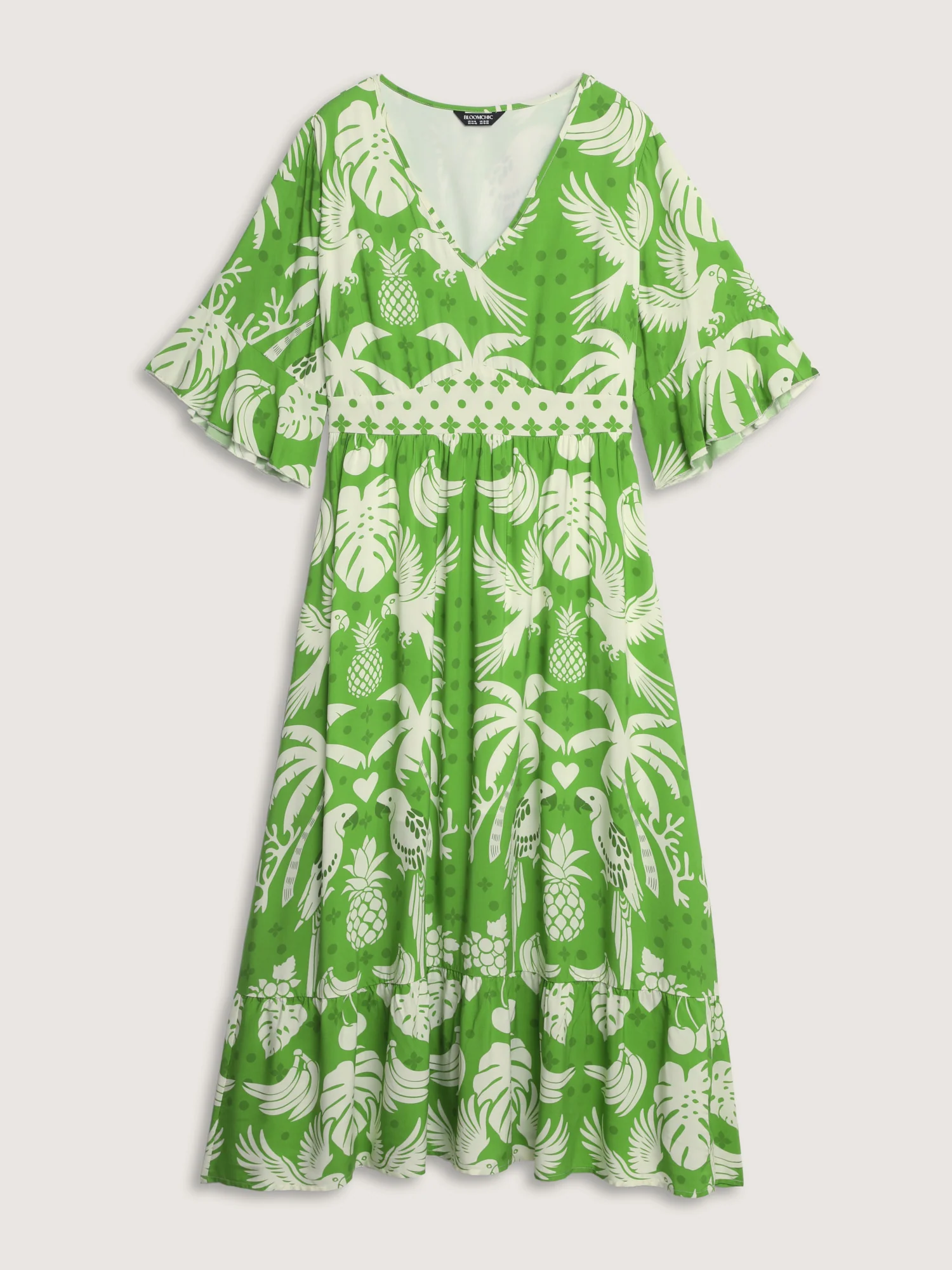 Breezy Tropical Print Waist Defining Maxi Dress - Image 5