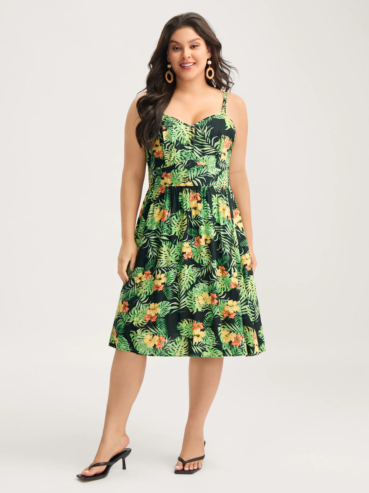 Breezy Tropics Shirred Waist Midi Dress - Image 3