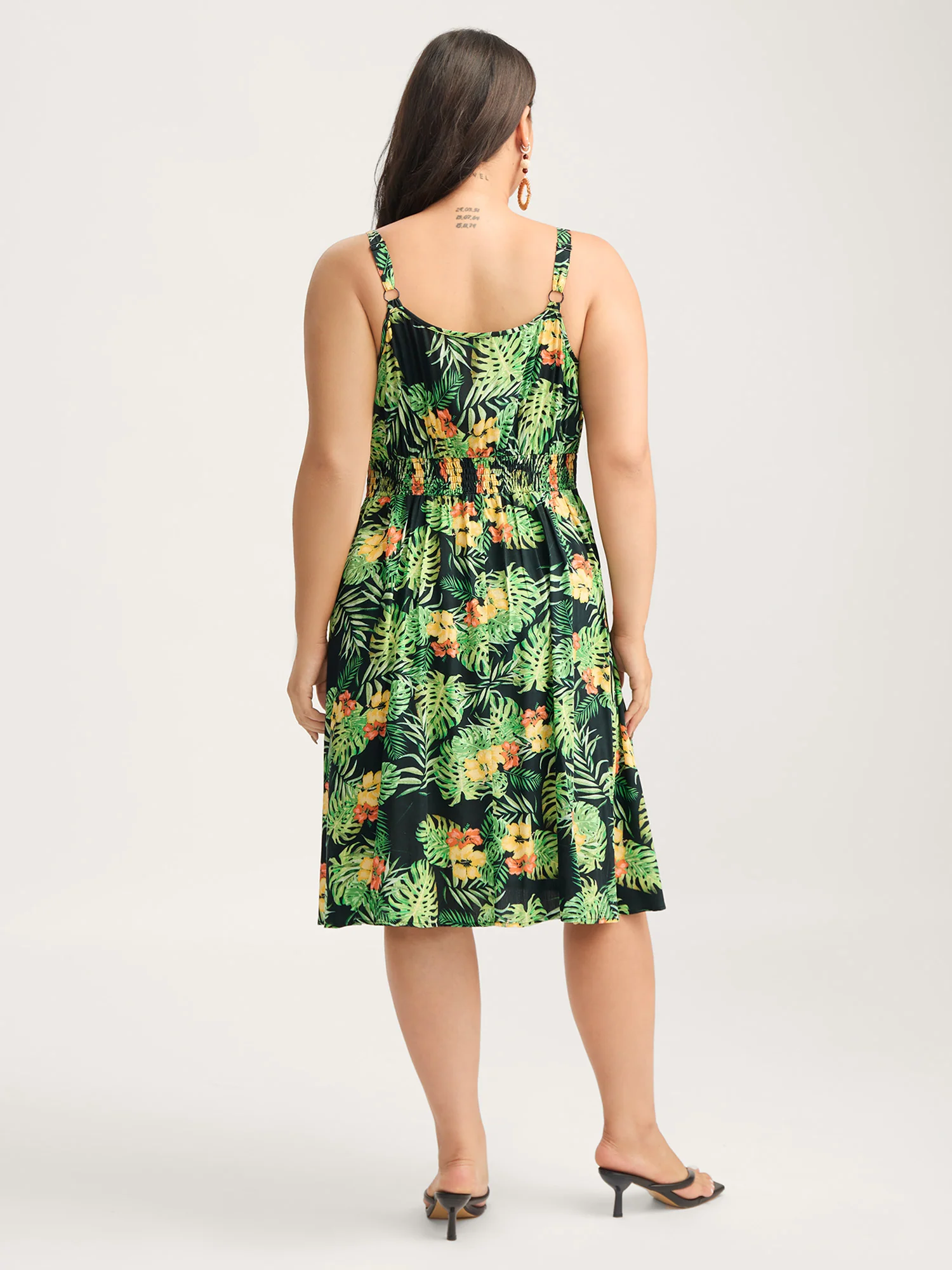 Breezy Tropics Shirred Waist Midi Dress - Image 4