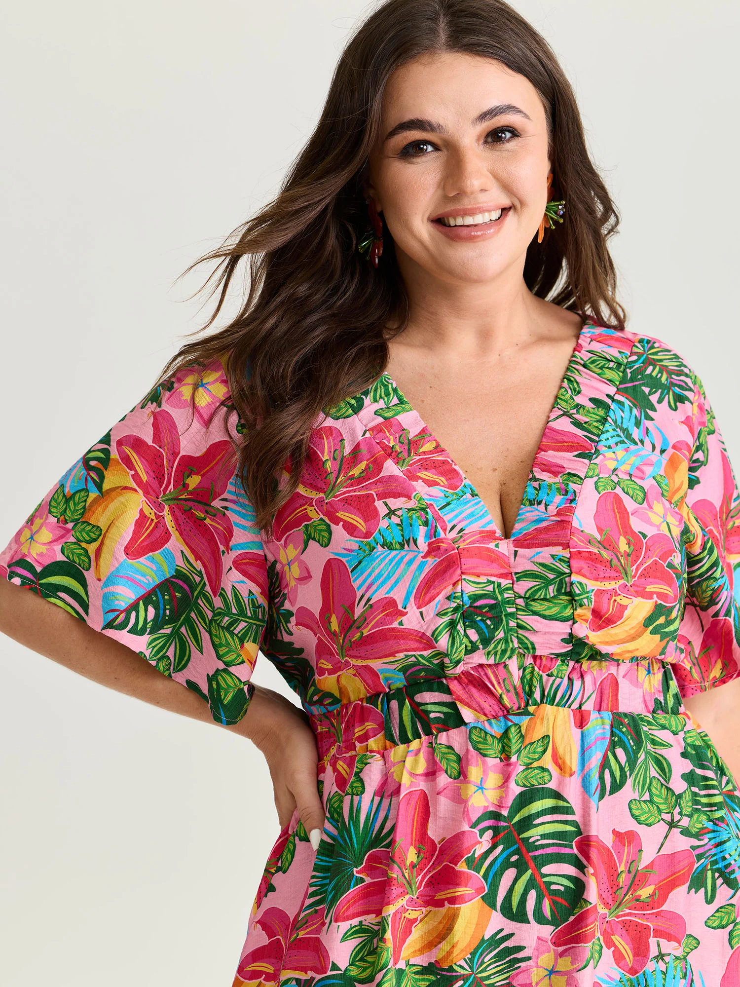 Bright Floral Print Built-In Shorts Mini Dress - Image 2