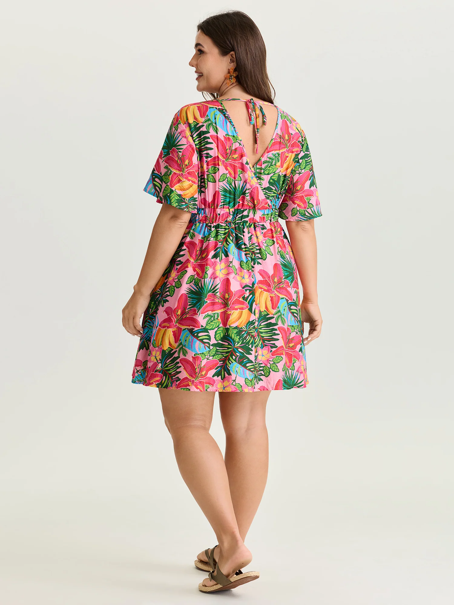 Bright Floral Print Built-In Shorts Mini Dress - Image 5