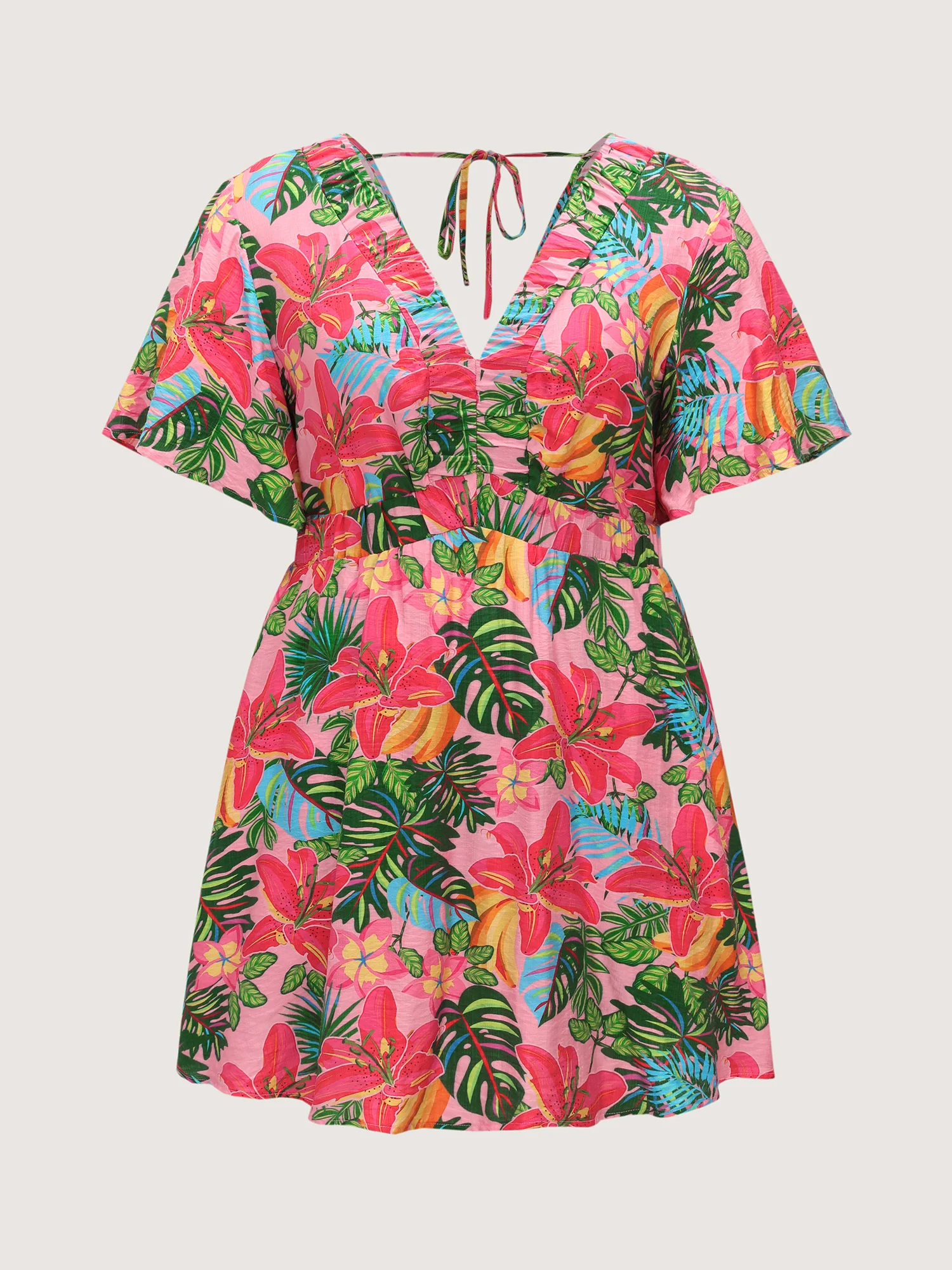 Bright Floral Print Built-In Shorts Mini Dress - Image 8