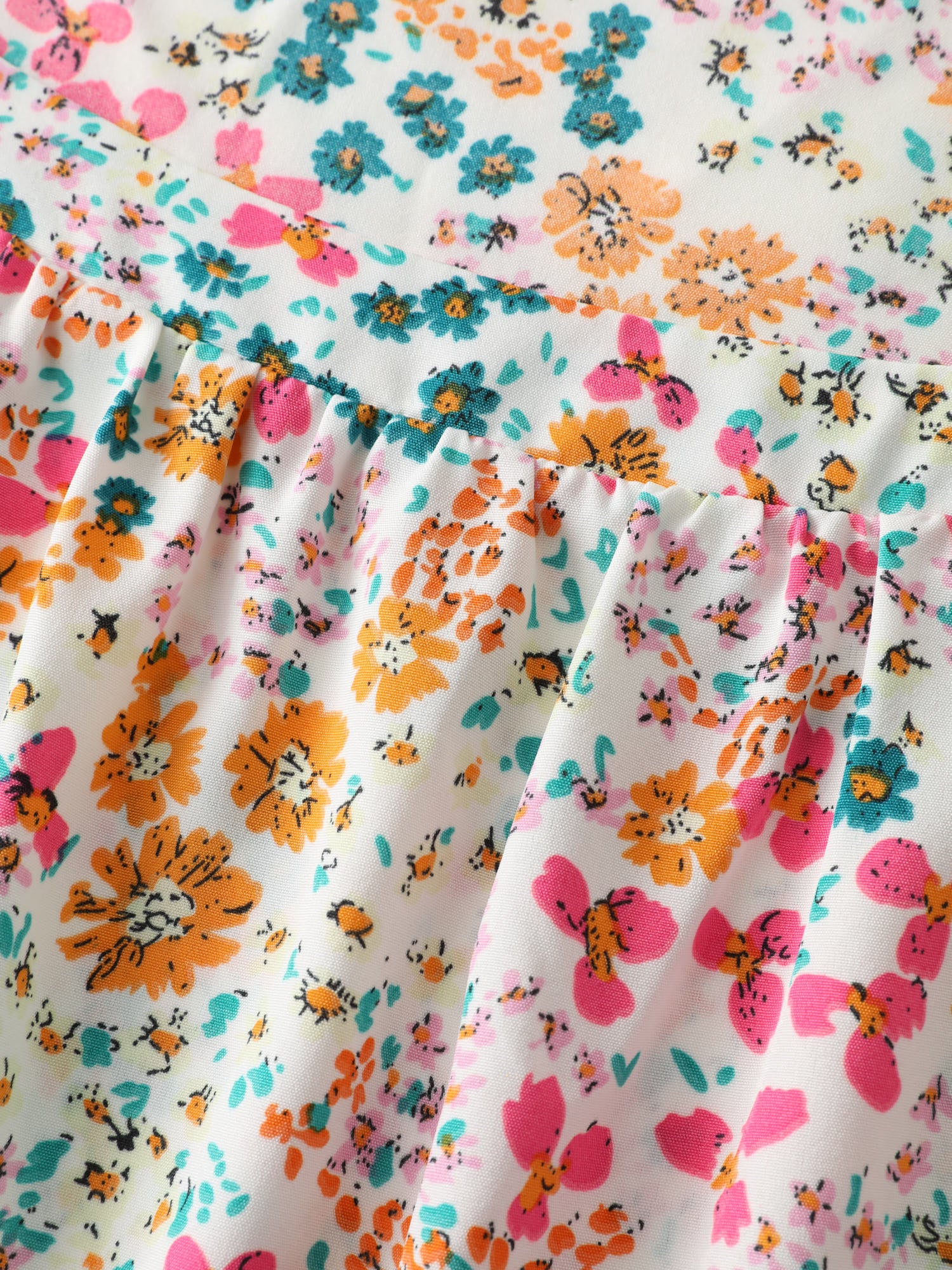 Bright Floral Print Flutter Sleeve Blouse - Image 6
