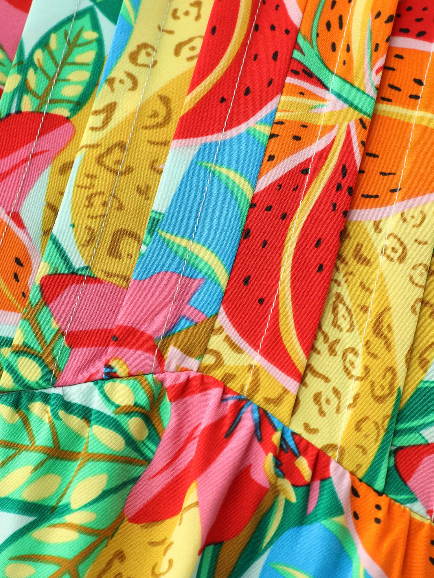 Bright Floral Print Pleated Bodice Midi Dress - Image 5