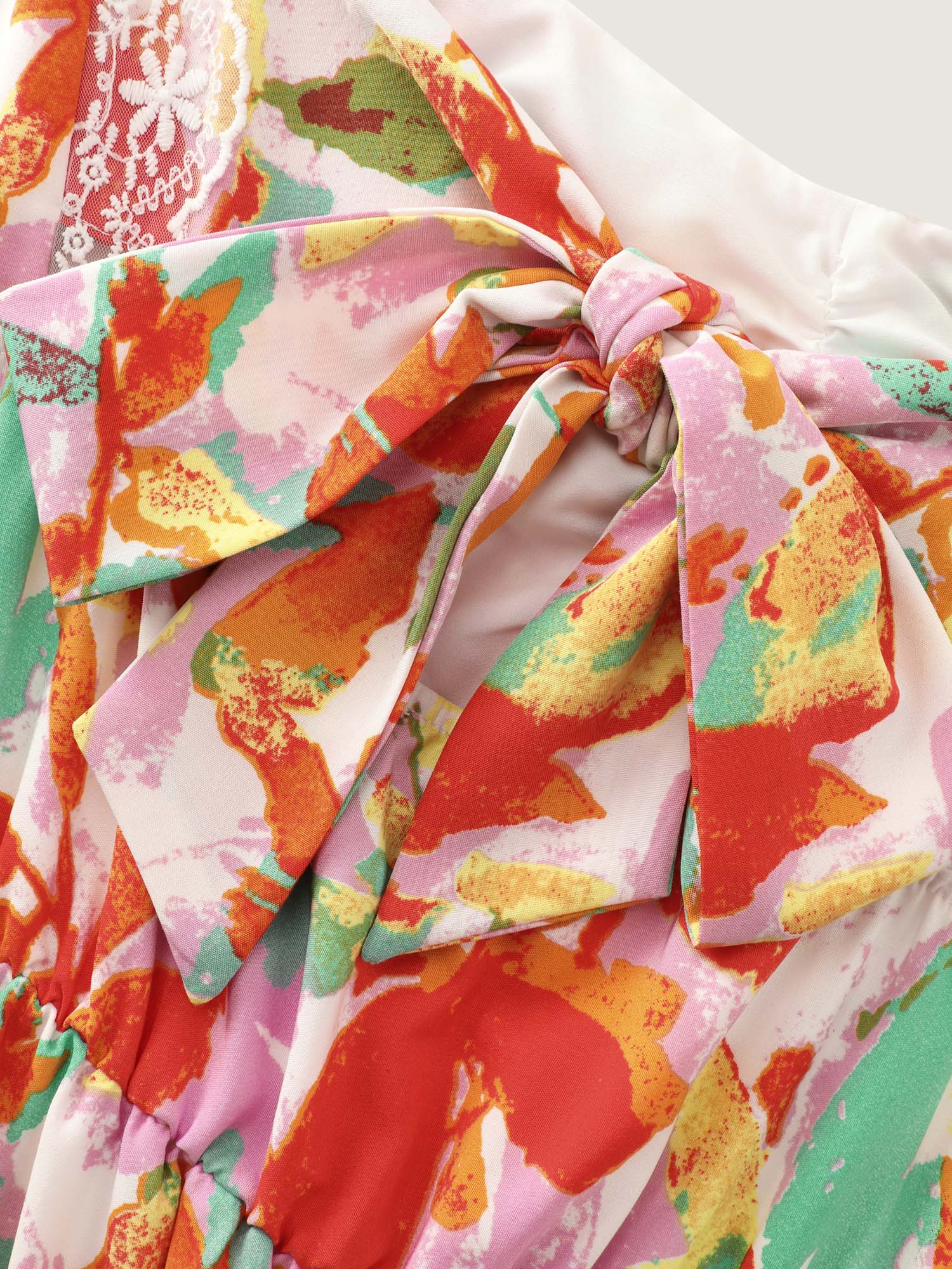 Bright Floral Print Ruched Bodice Midi Dress - Image 7