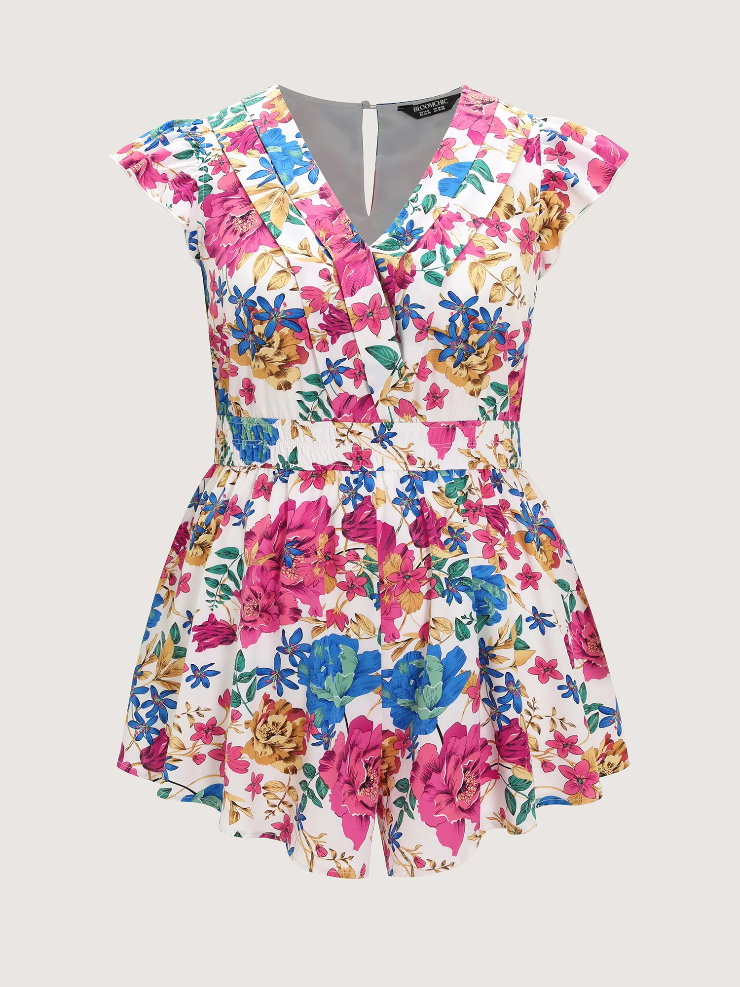 Bright Floral Print Waist-Defining Romper - Image 7