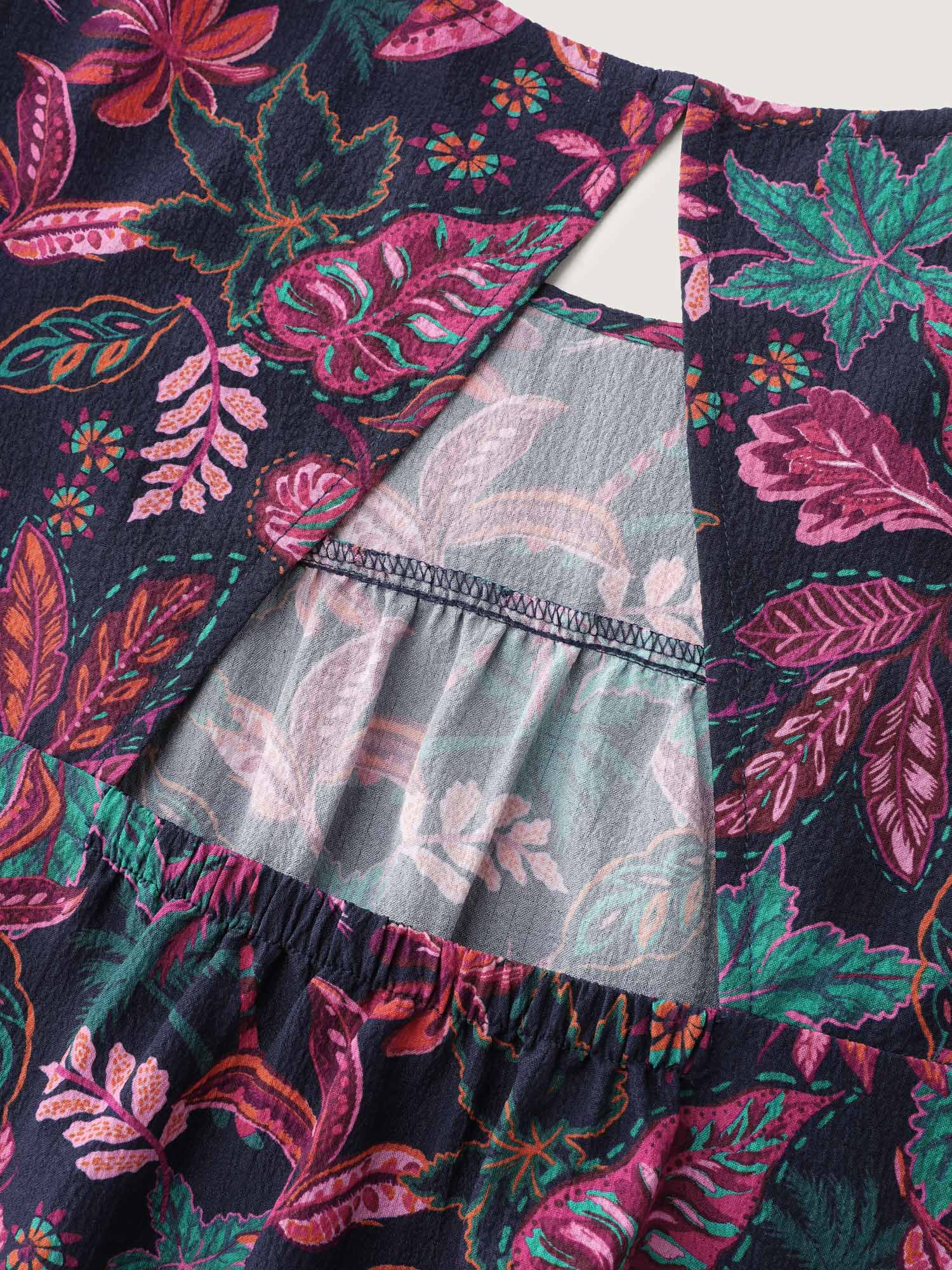 Bright Floral Texture Open-Back Blouse - Image 7