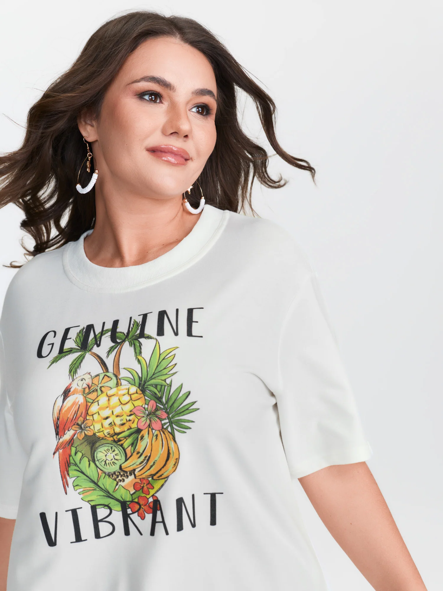Bright Fruit Print Plain T-Shirt - Image 2