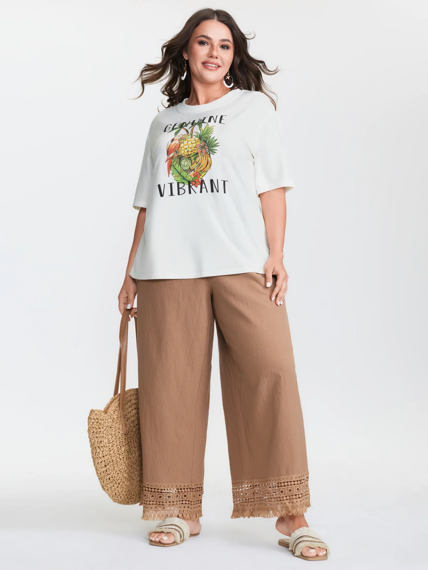Bright Fruit Print Plain T-Shirt - Image 3