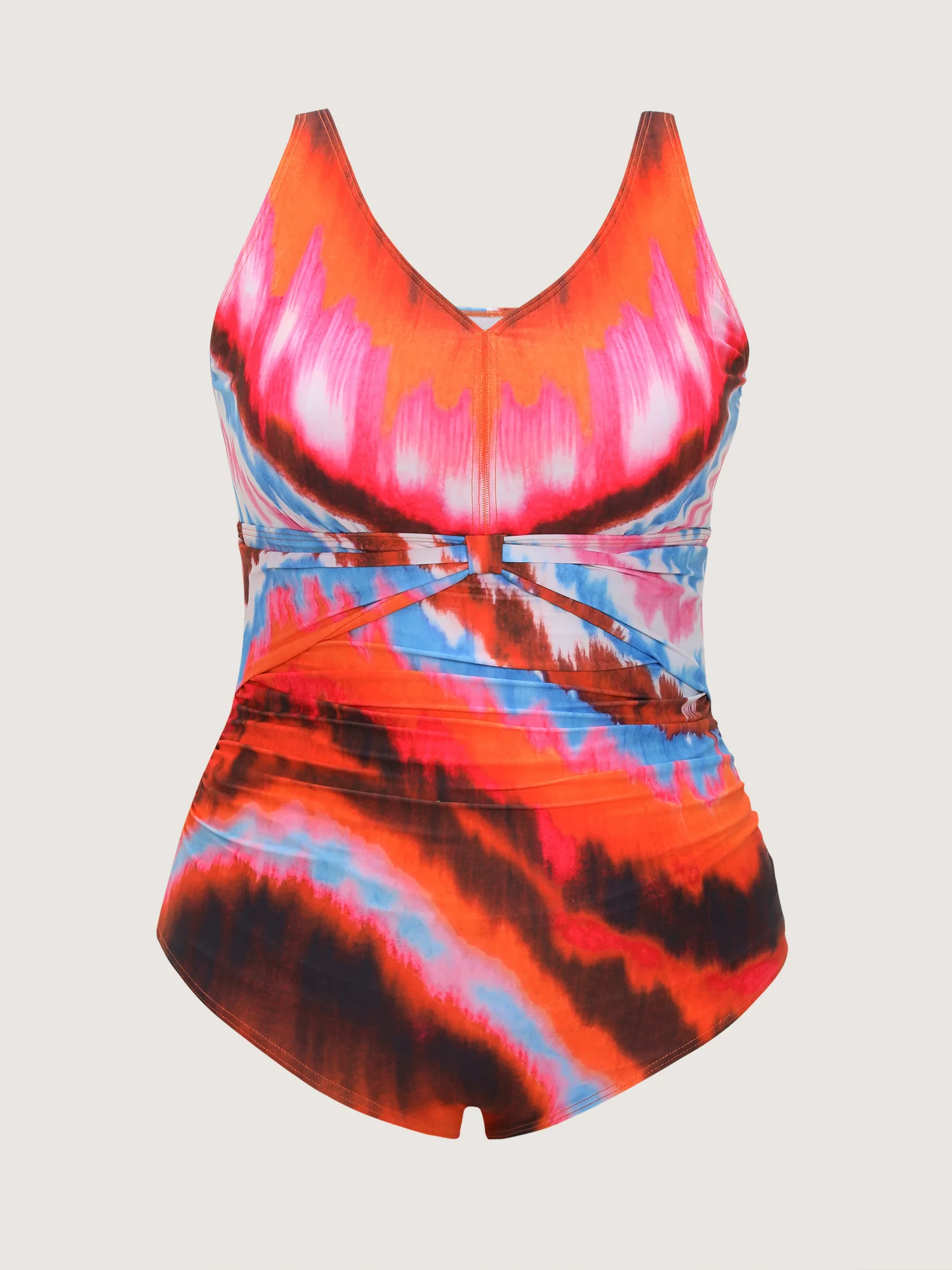 Gradient Tie-Dye Print Ruched One-Piece Swimsuit - Image 8