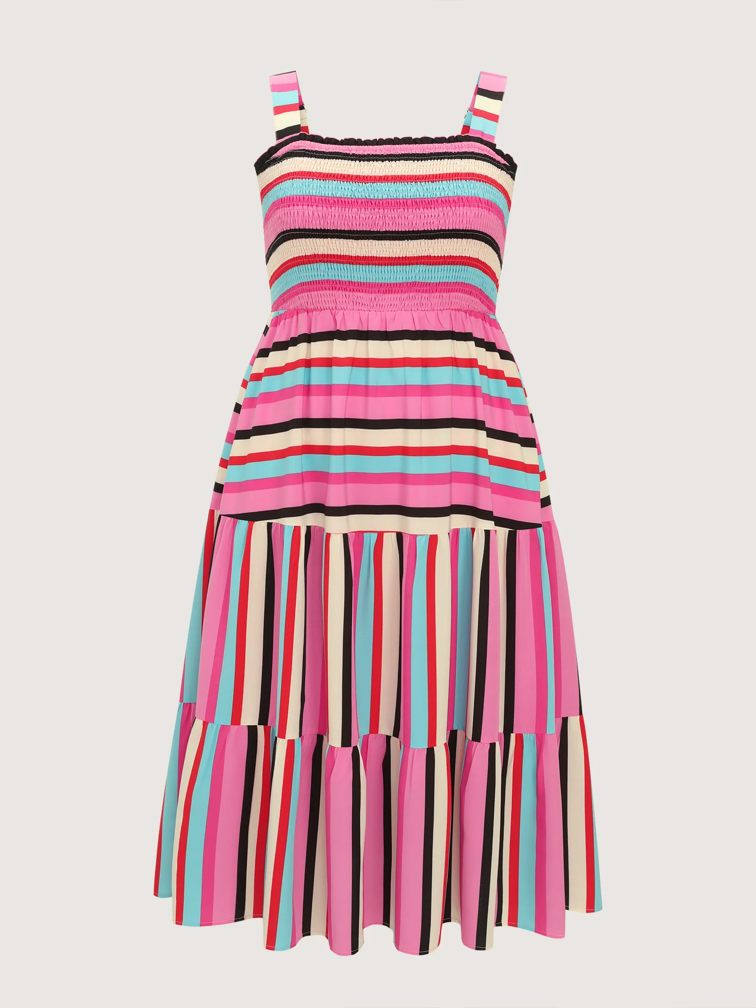 Bright Striped Print Wide Straps Maxi Dress - Image 7