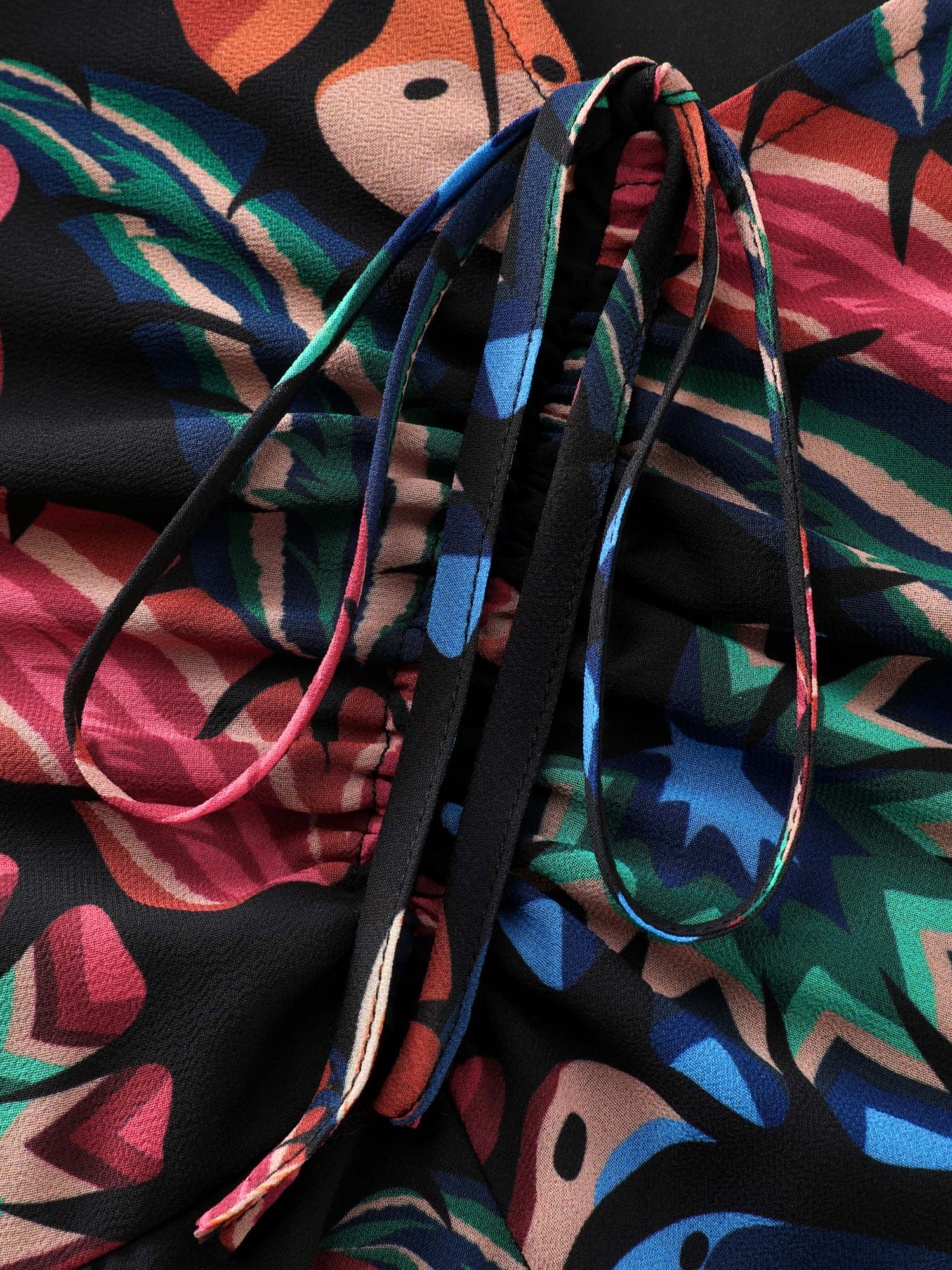 Bright Tropical Floral Print Drawstring Maxi Dress - Image 7