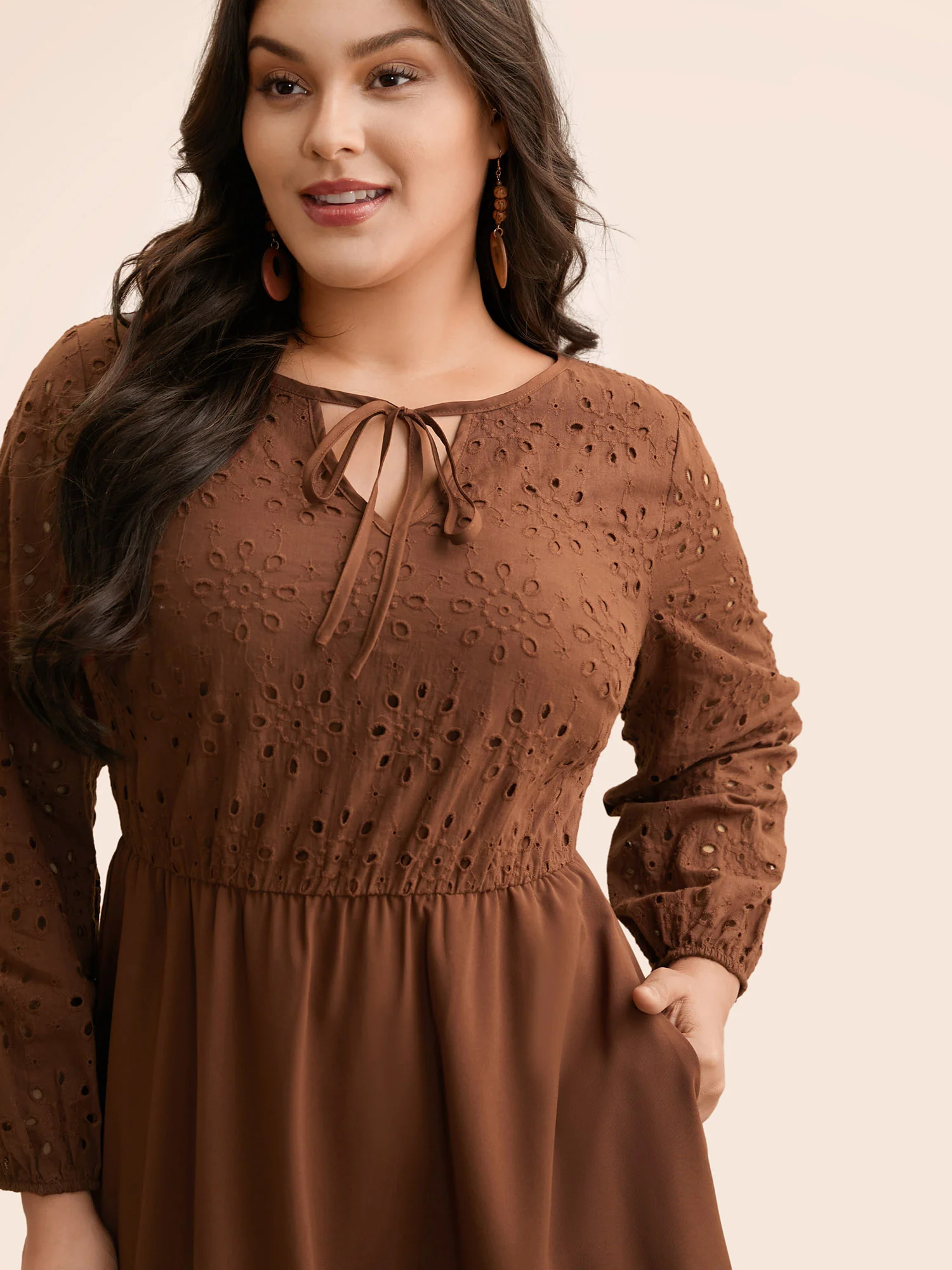 Broderie Anglaise Patchwork Tie Knot Dress - Image 2