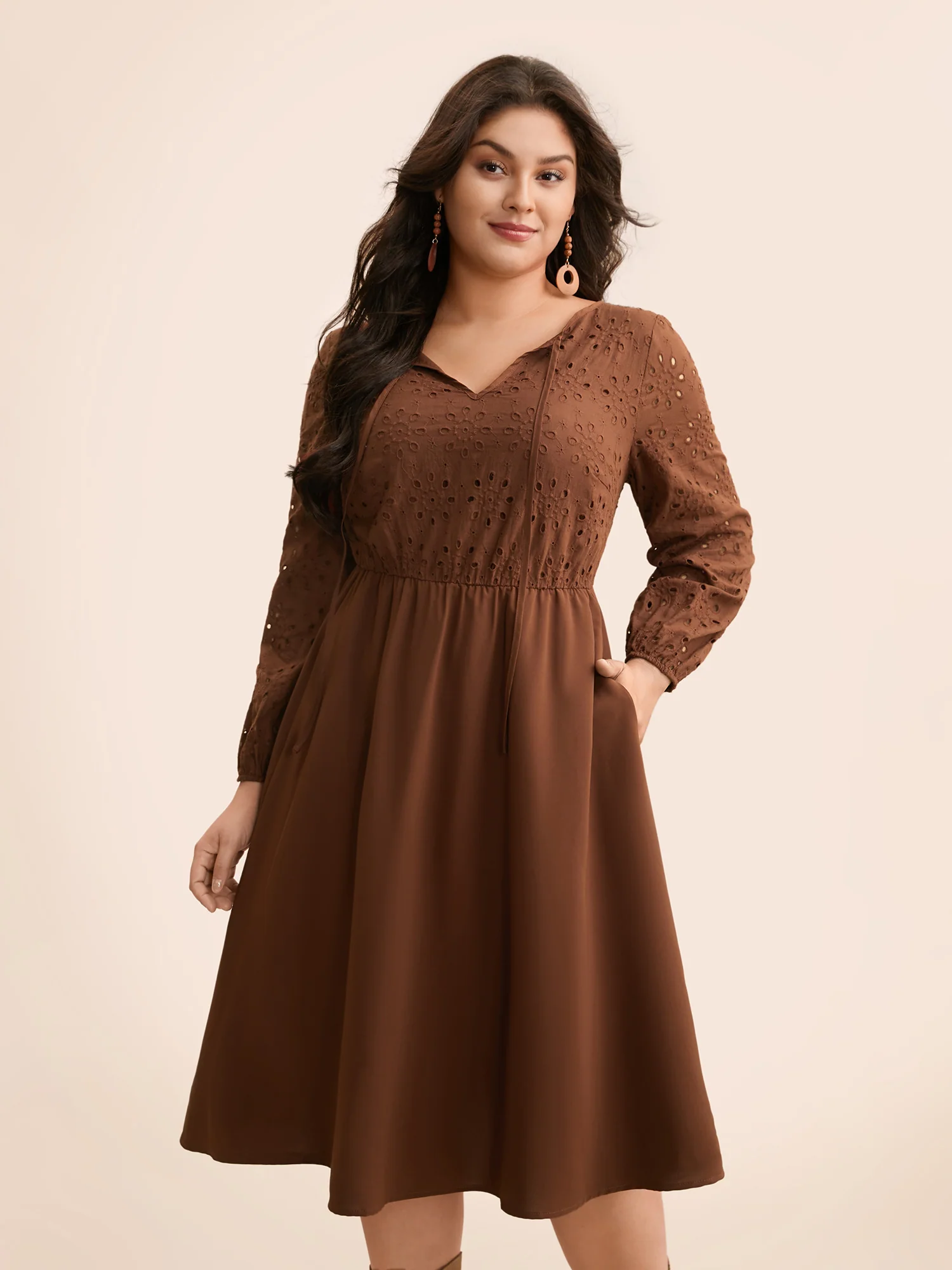 Broderie Anglaise Patchwork Tie Knot Dress - Image 3