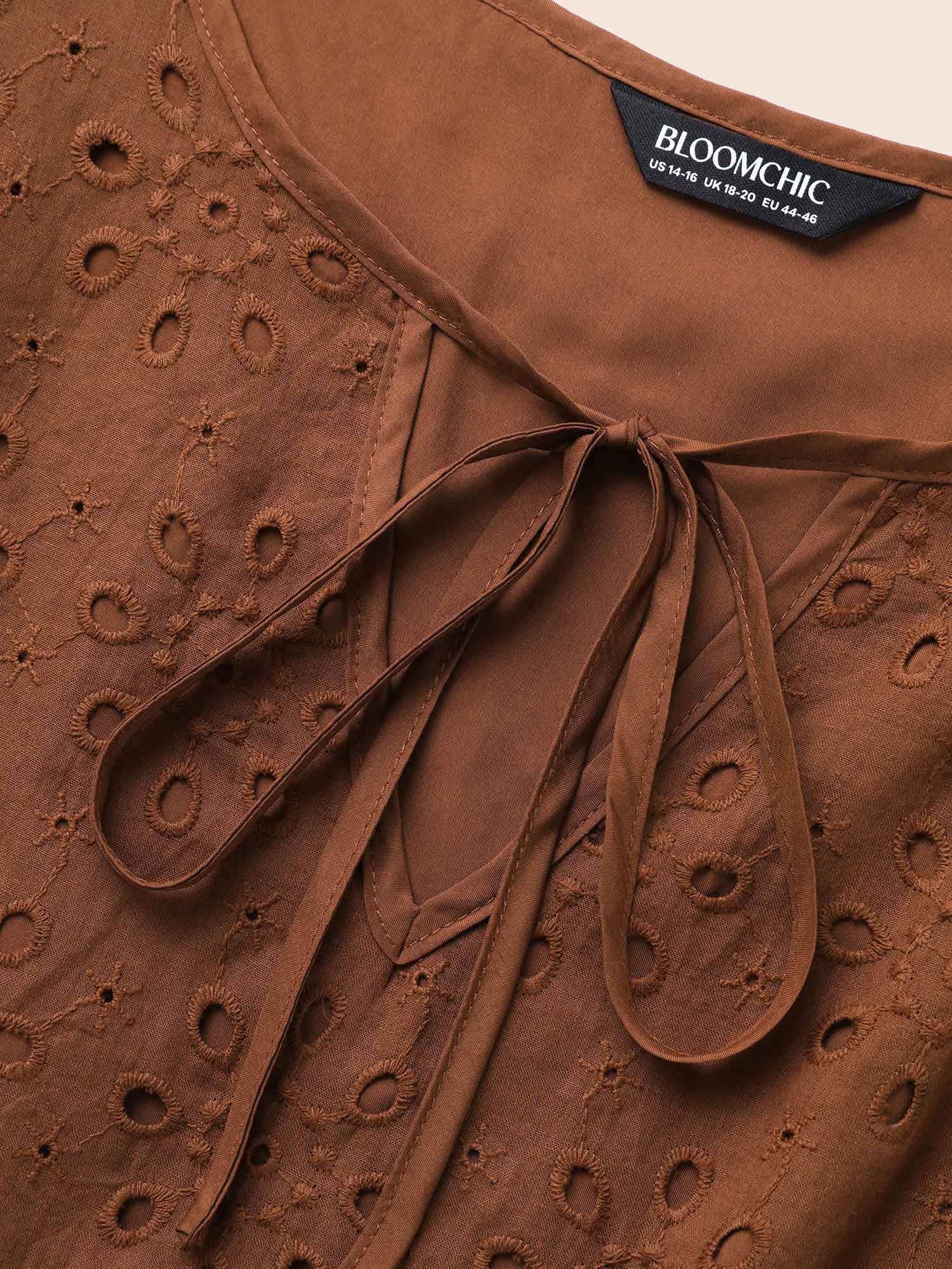 Broderie Anglaise Patchwork Tie Knot Dress - Image 5