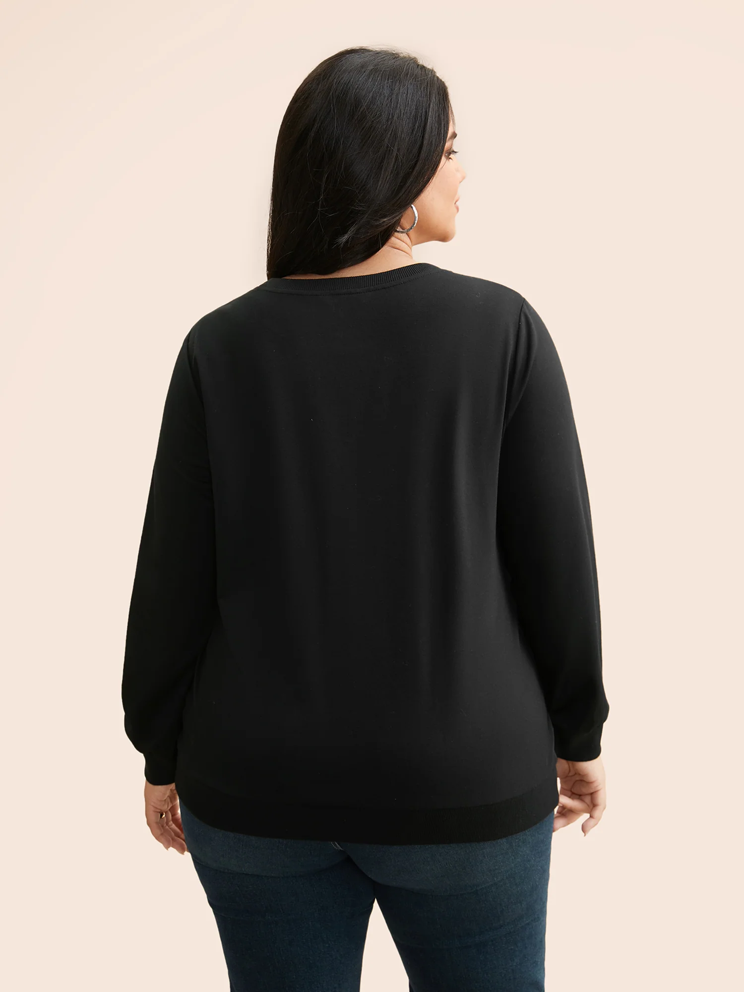 Broderie Anglaise Round Neck Sweatshirt - Image 2
