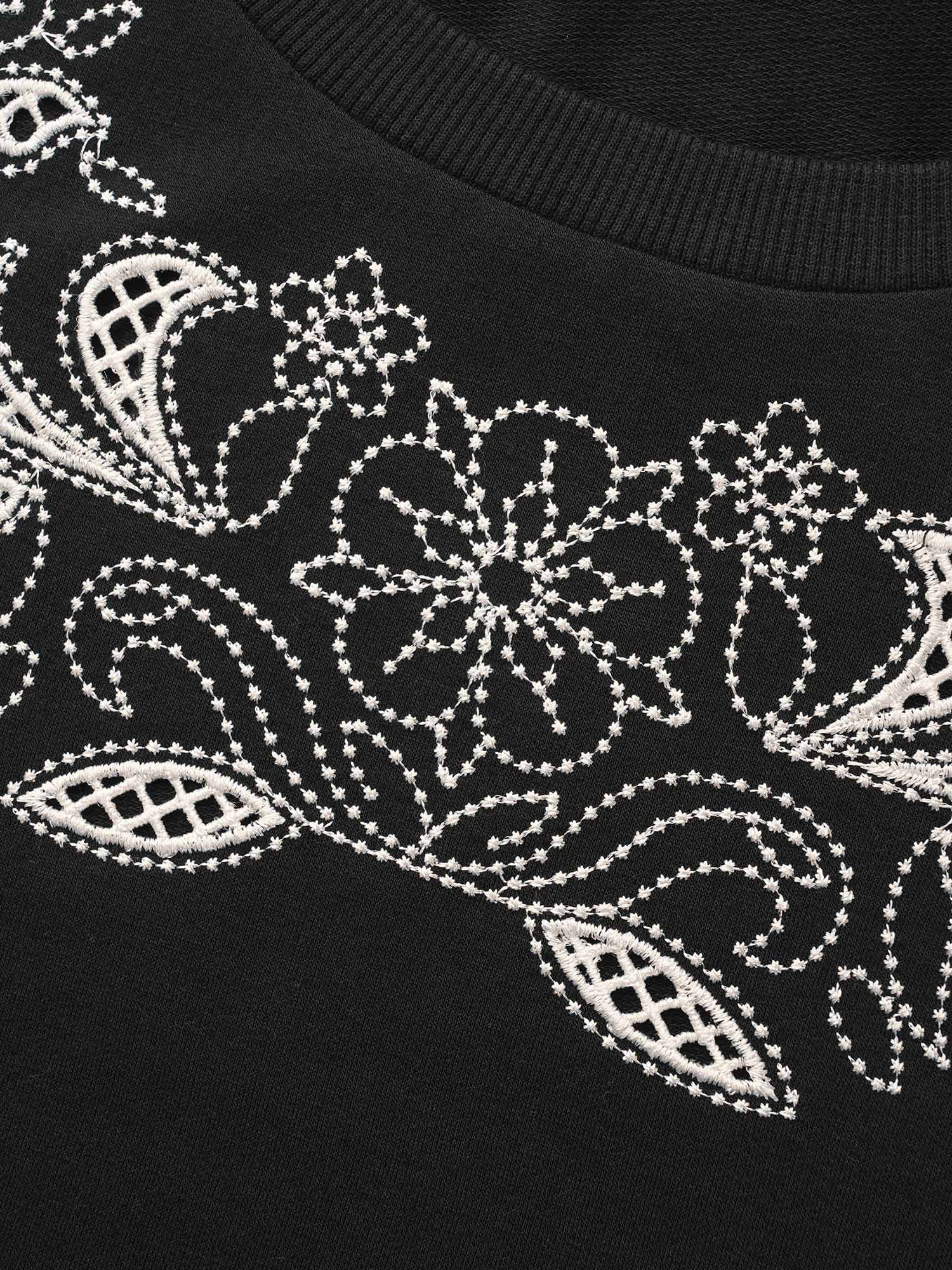 Broderie Anglaise Round Neck Sweatshirt - Image 5