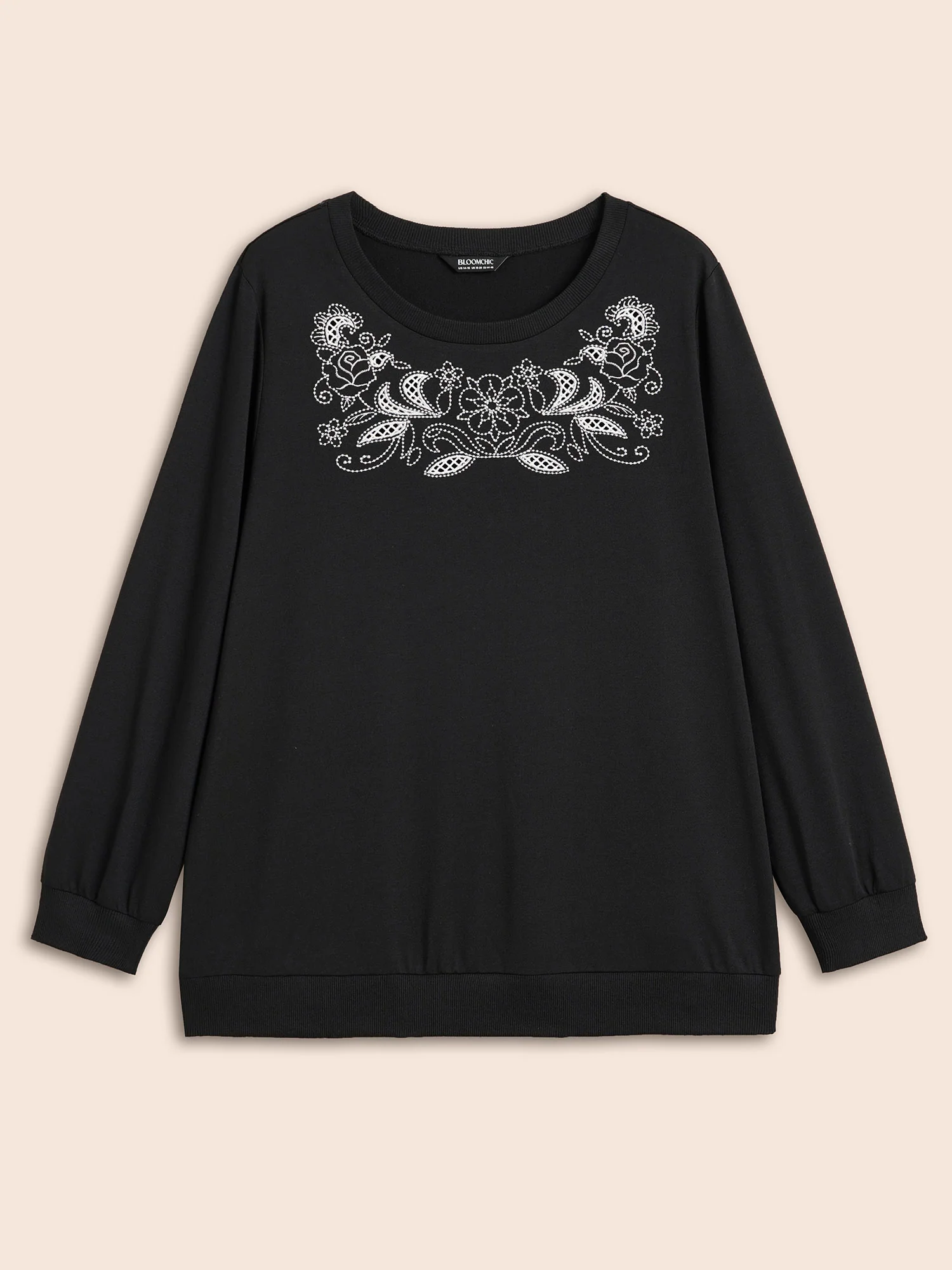 Broderie Anglaise Round Neck Sweatshirt - Image 7