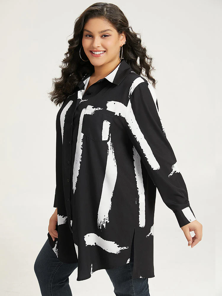 Halloween Brush Print Button Through Split Hem Kimono - Image 3