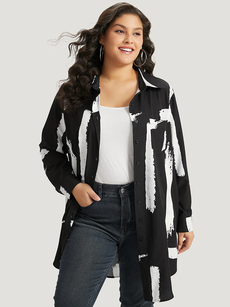 Halloween Brush Print Button Through Split Hem Kimono - Image 5