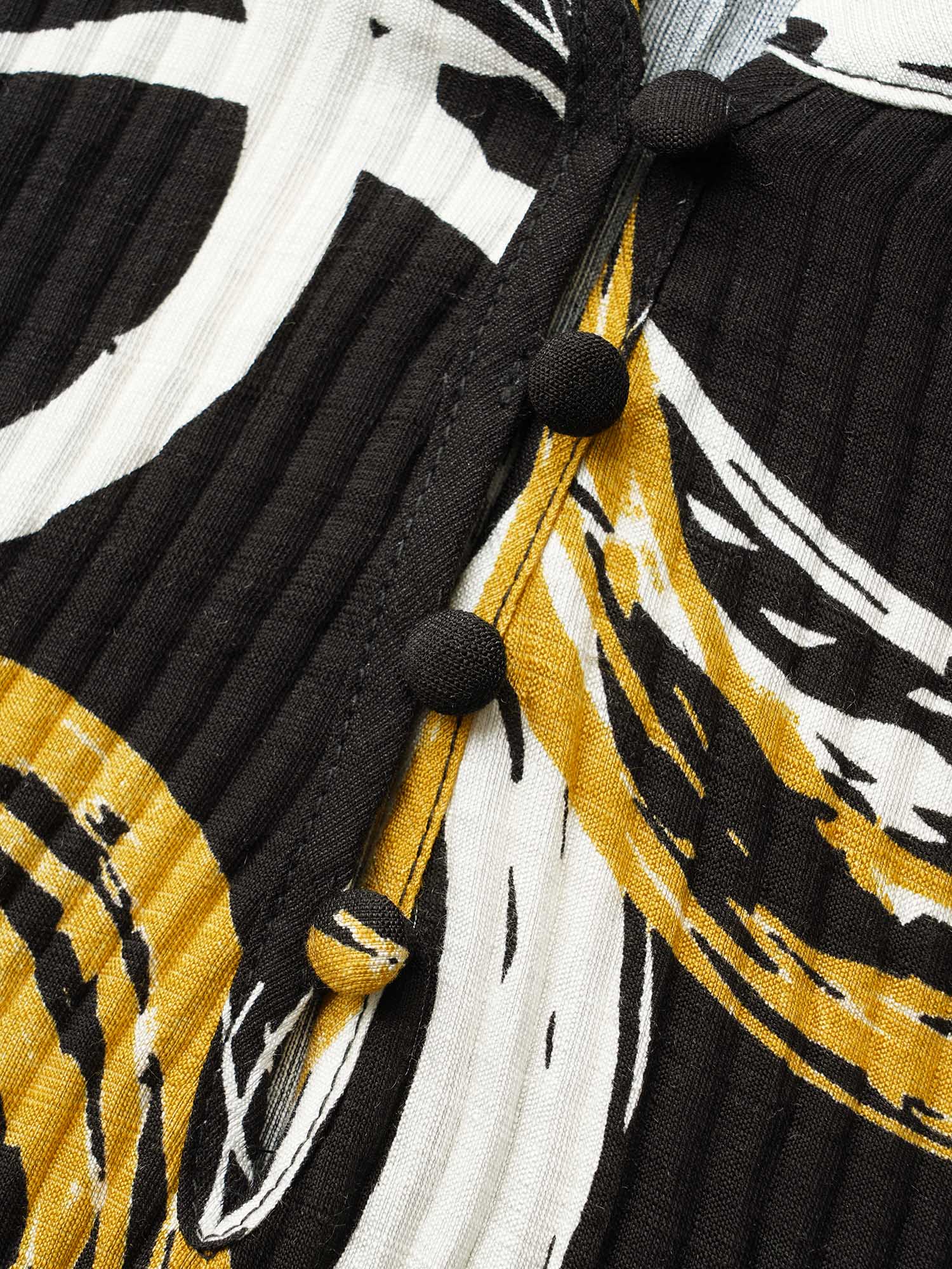 Brush Print Pleated Lantern Sleeve Blouse - Image 6