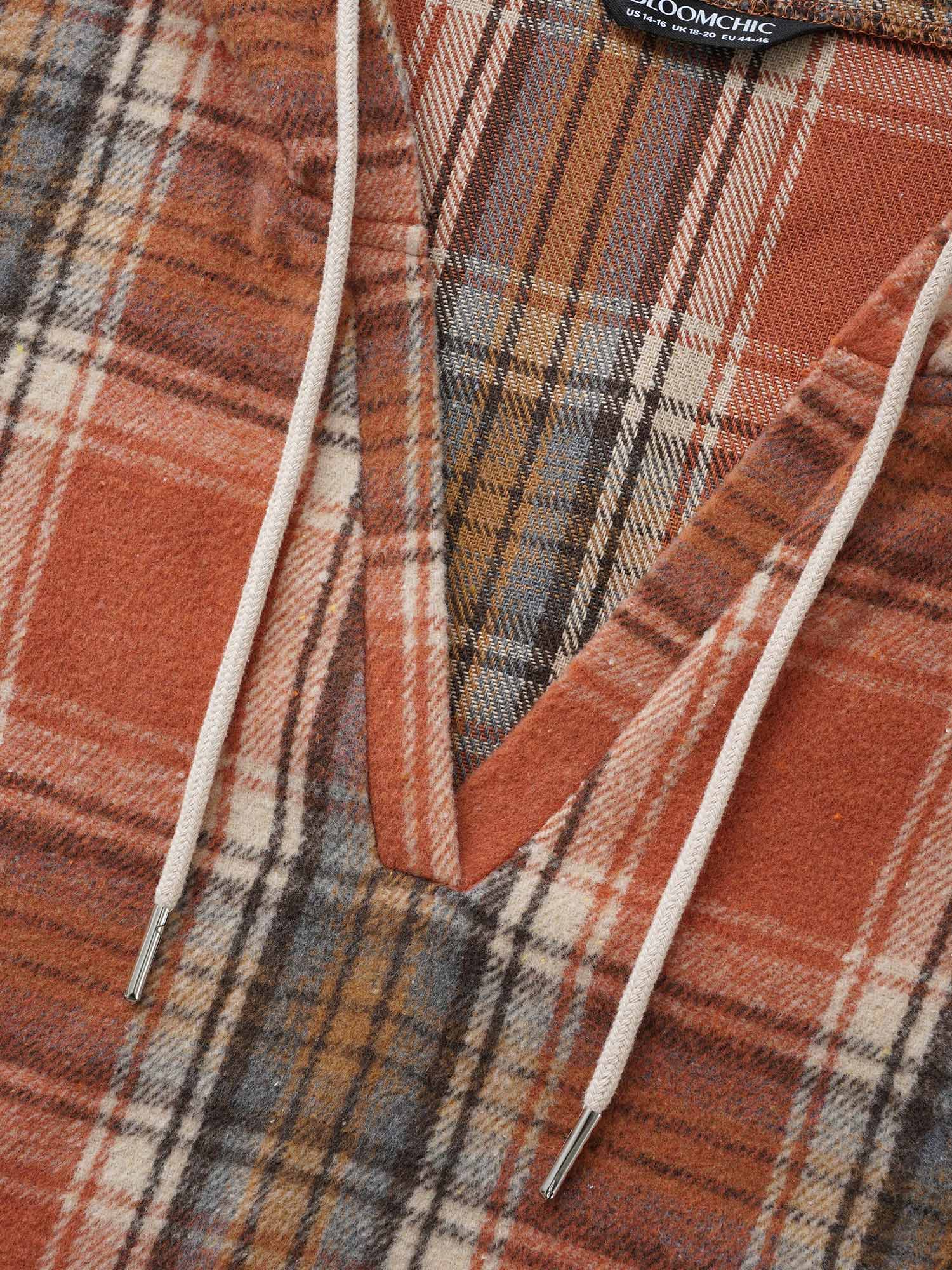 Brushed Fabric Plaid Hooded Sweatshirt - Image 15