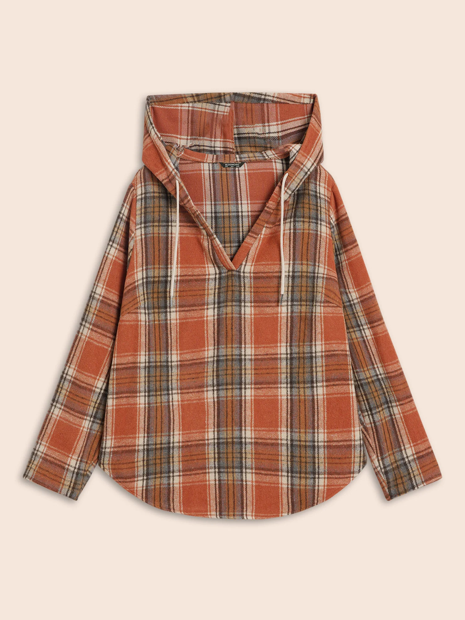 Brushed Fabric Plaid Hooded Sweatshirt - Image 17