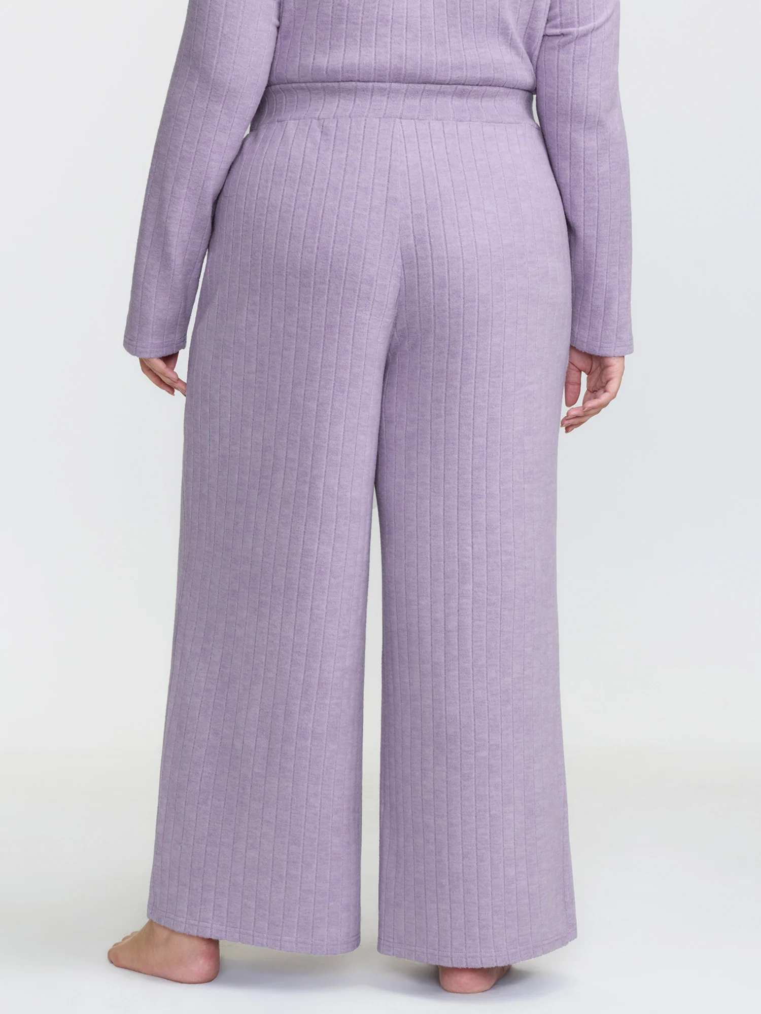 Brushed Ribbed Wide-Leg Lounge Bottoms - Image 5