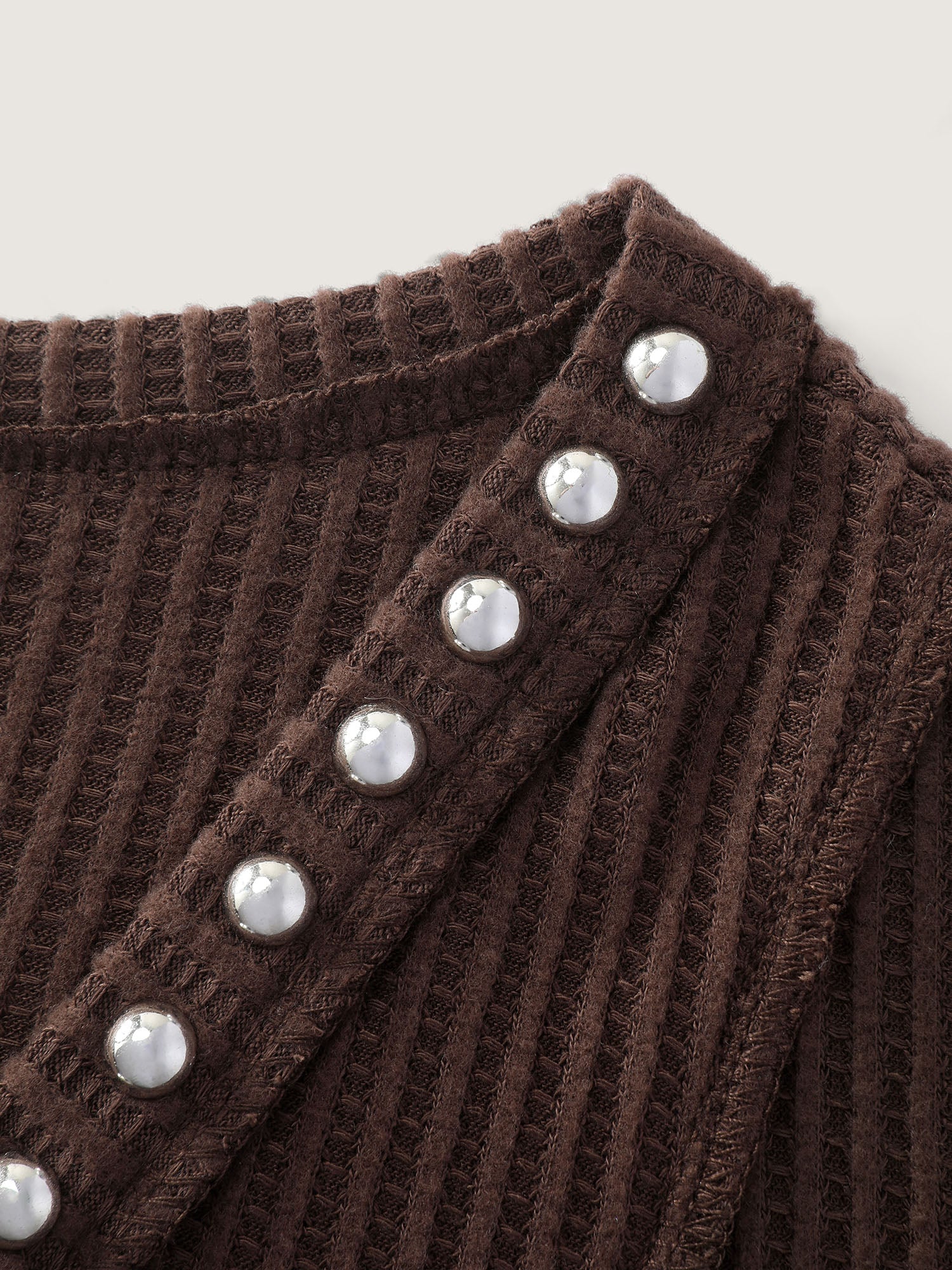 Brushed Waffle Rivet Neckline Sweatshirt - Image 5