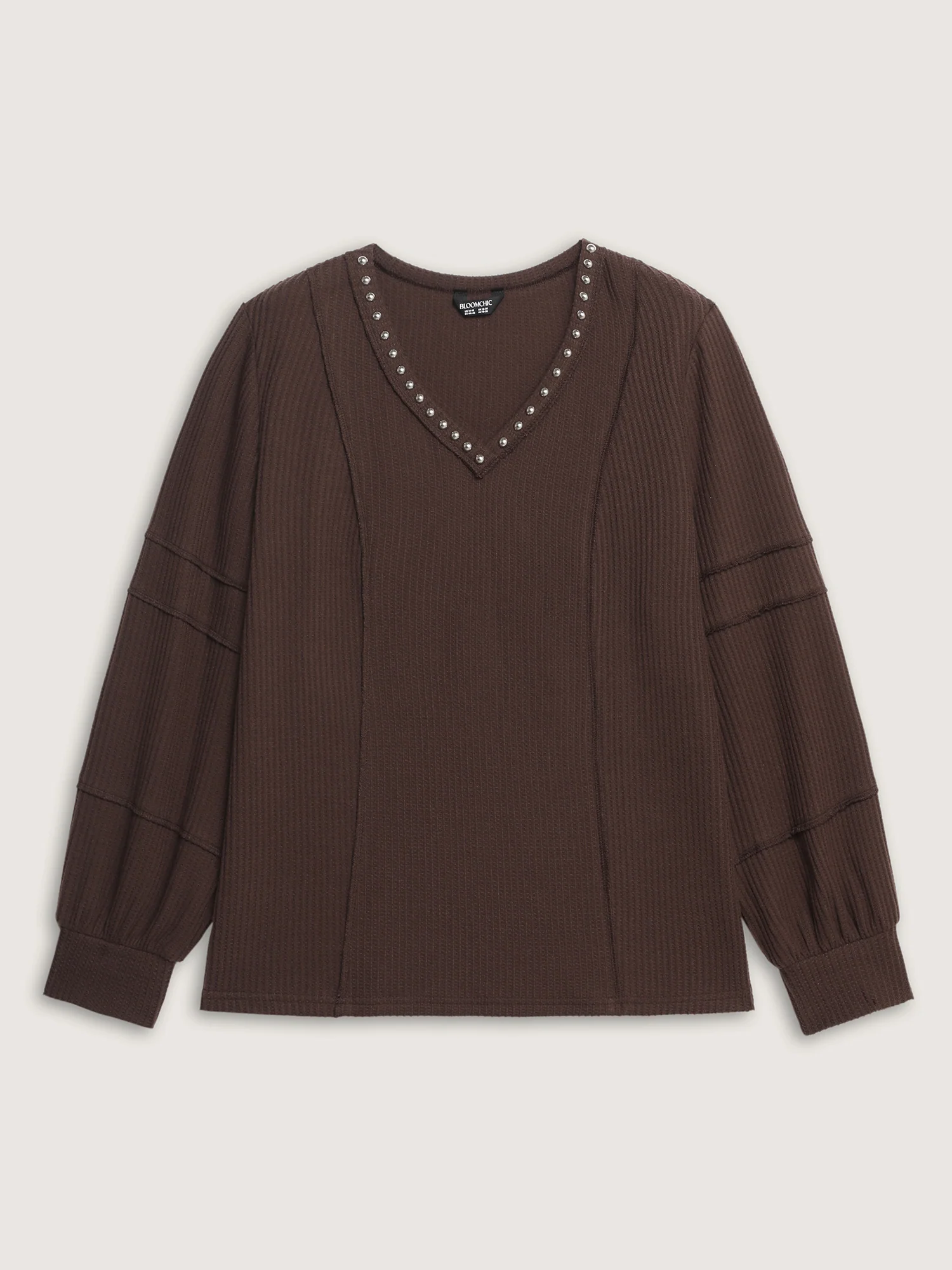 Brushed Waffle Rivet Neckline Sweatshirt - Image 7