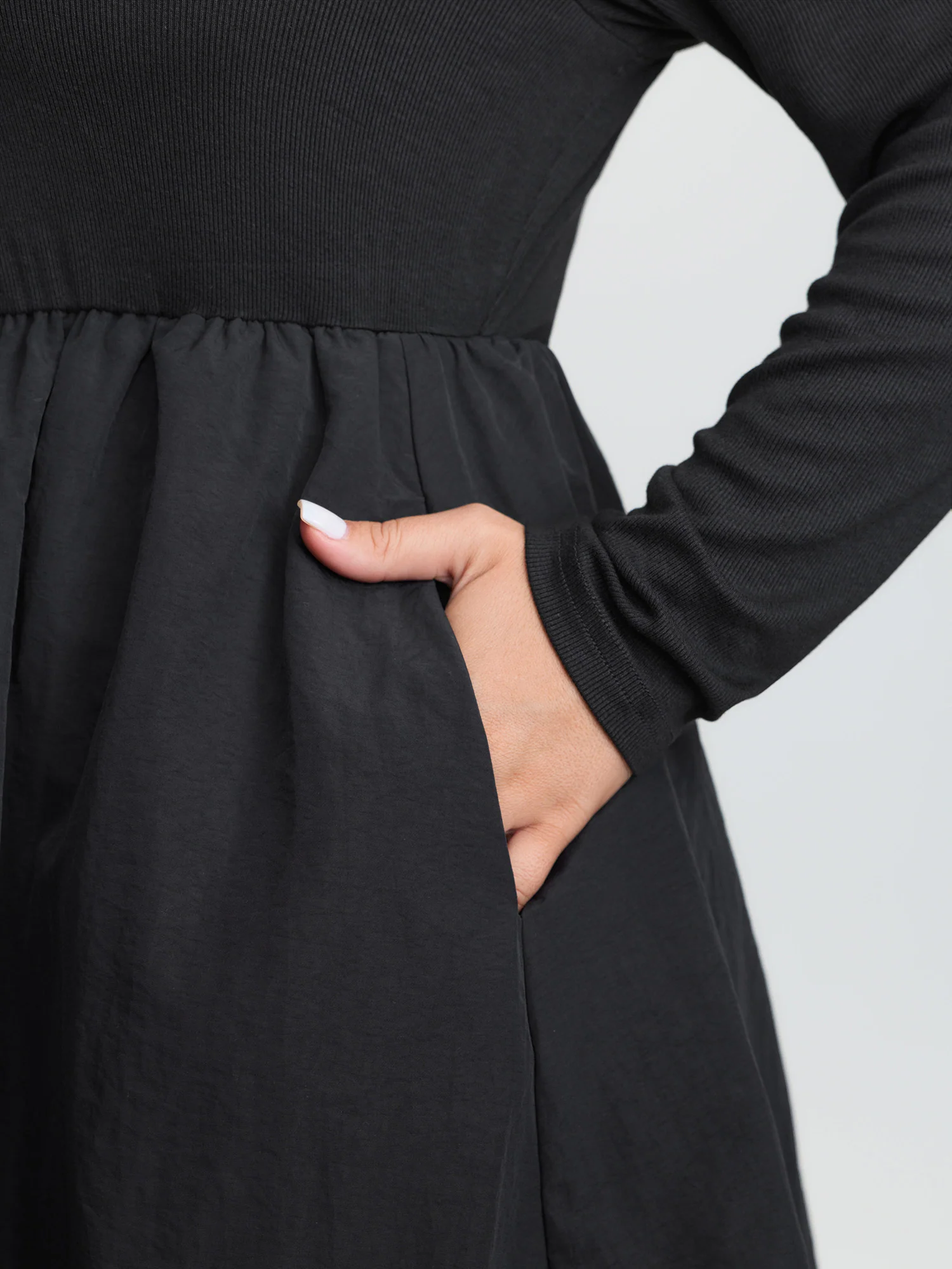 Bubble Hem Skirt Mock Neck Midi Dress - Image 4